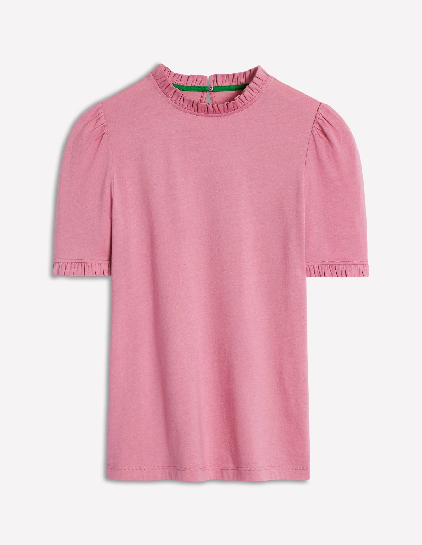 Superweiches T-Shirt mit Rüschendetail-Kirschblütenrosa