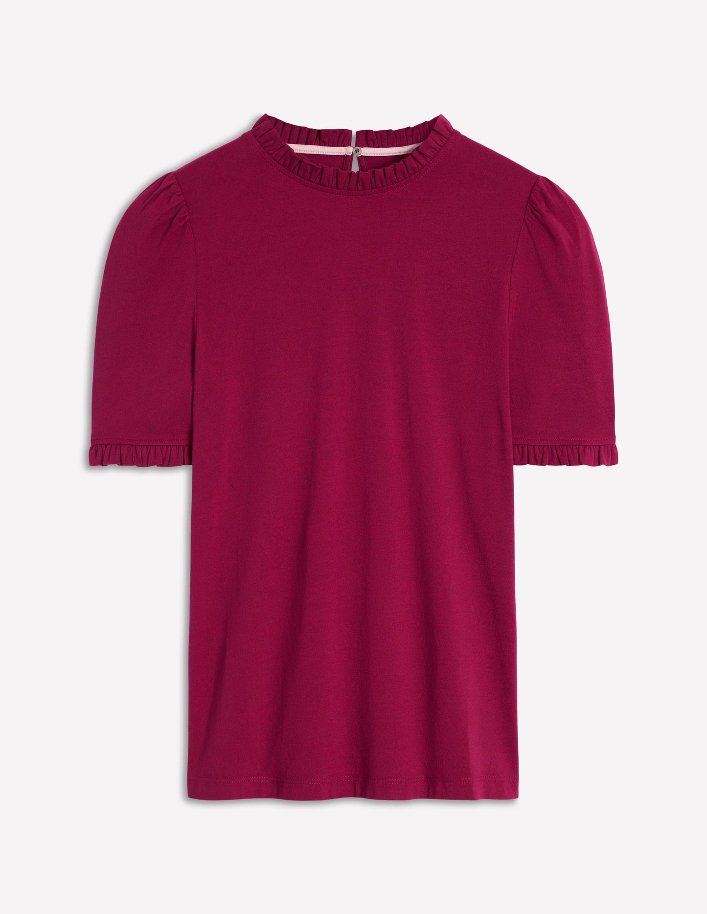 Superweiches T-Shirt mit Rüschendetail-Burgunderrot