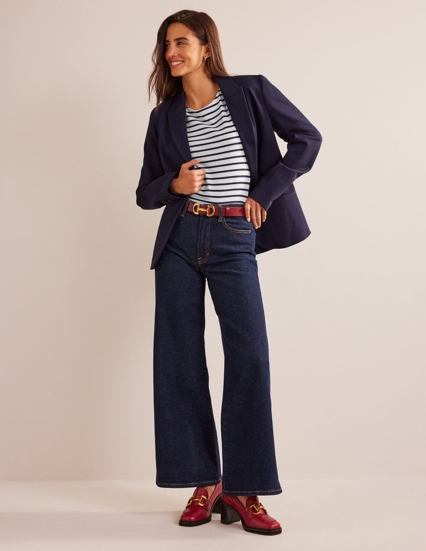 Ella Bretonshirt mit kurzen Ärmeln-Naturweiß, Marineblau