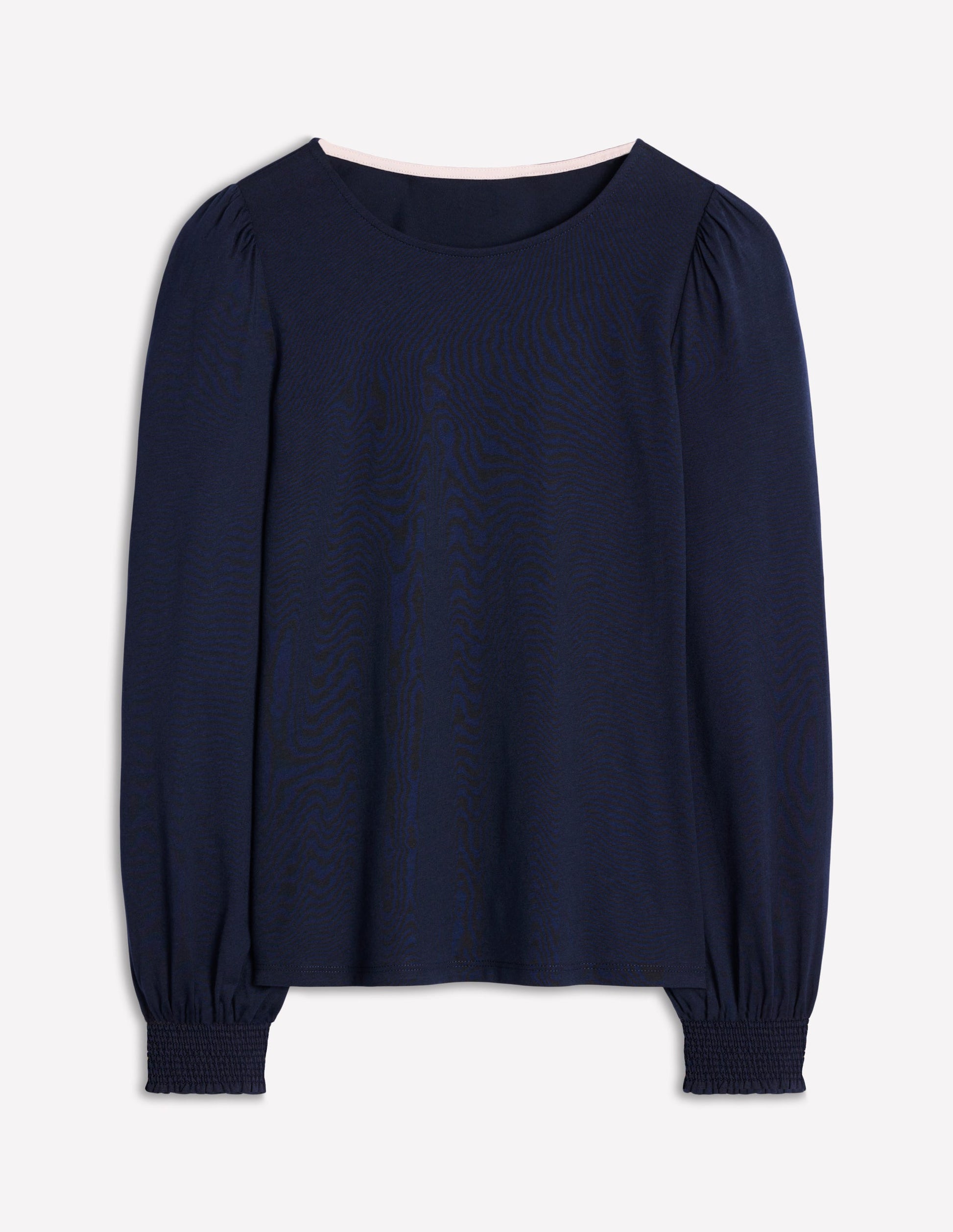 Top ultra-doux à poignets smockés-Bleu marine-5