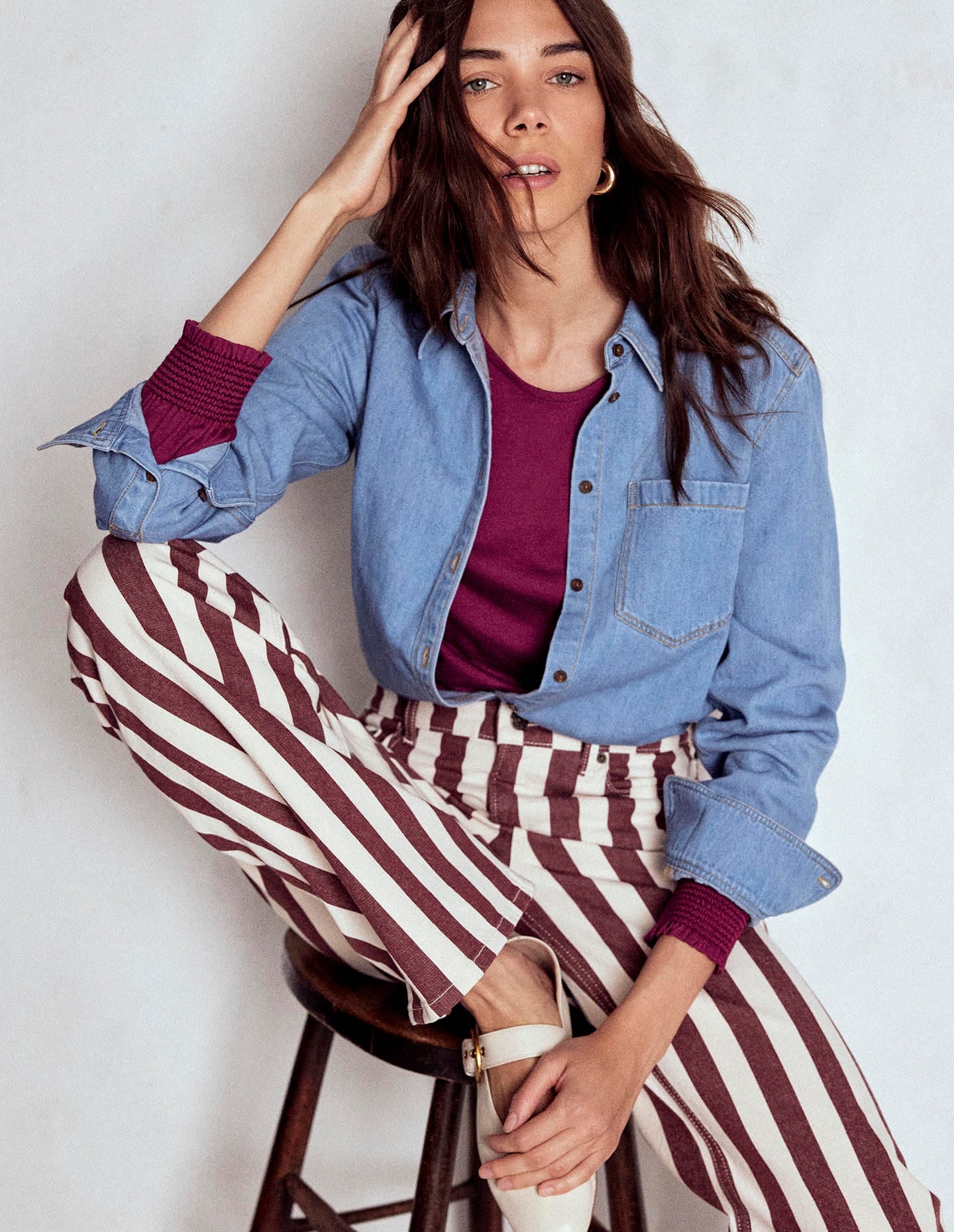 Superweiches Oberteil mit gesmokten Ärmelbündchen-Dunkelviolett-4