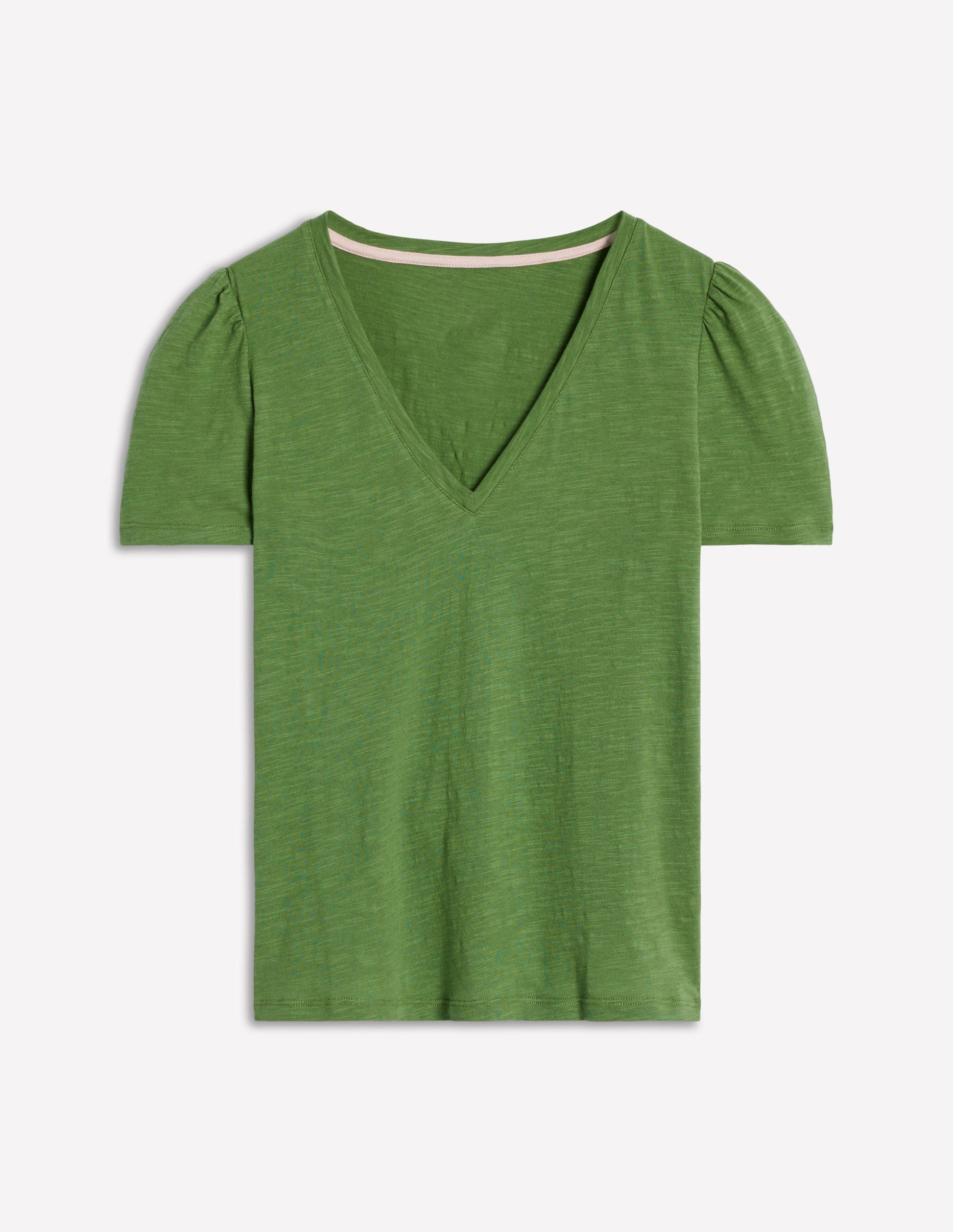 V Neck Slub T-shirt-Safari Green-5