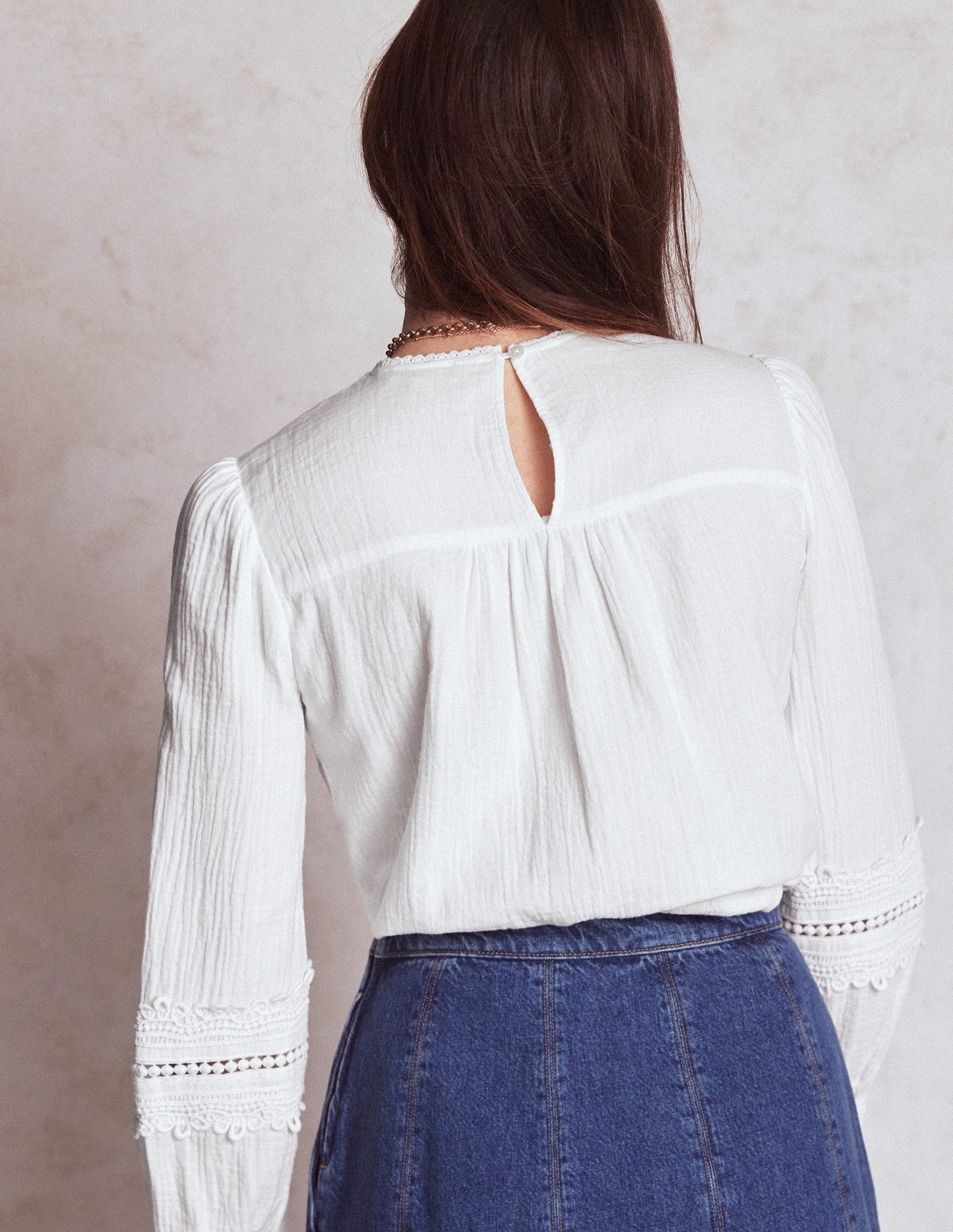 Top double-étoffe saisissant à détails-Blanc