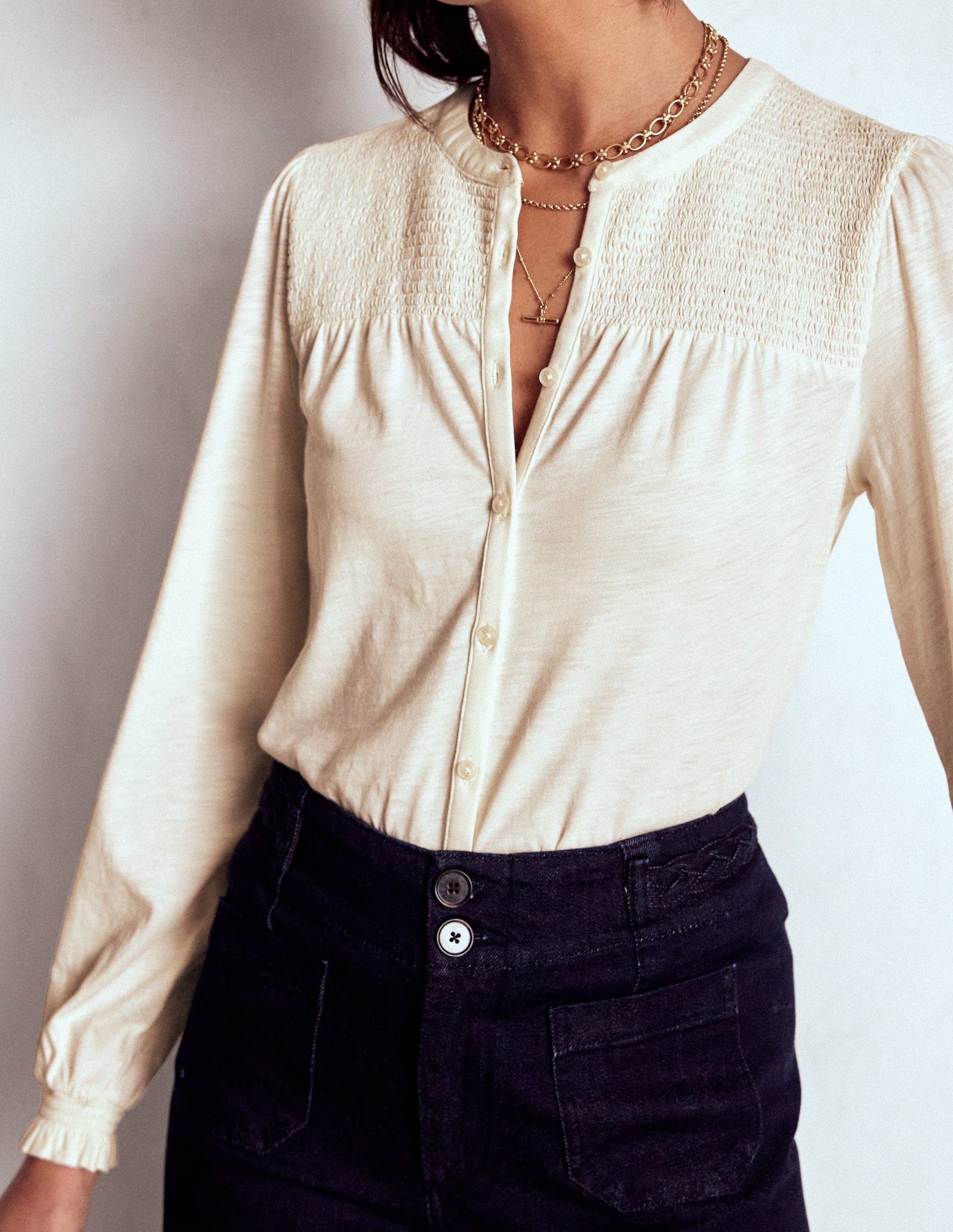 Elsa Jerseyhemd mit gesmokter Passe-Naturweiß-2