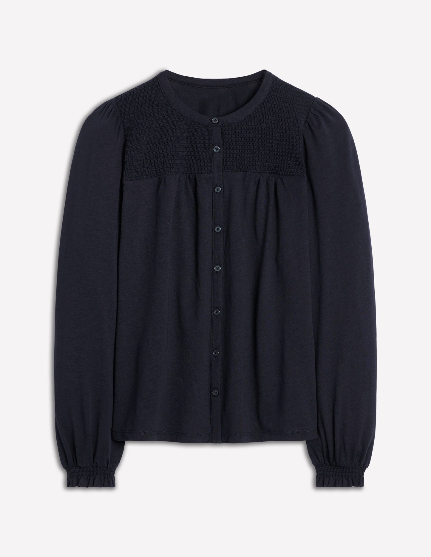 Elsa Jerseyhemd mit gesmokter Passe-Marineblau