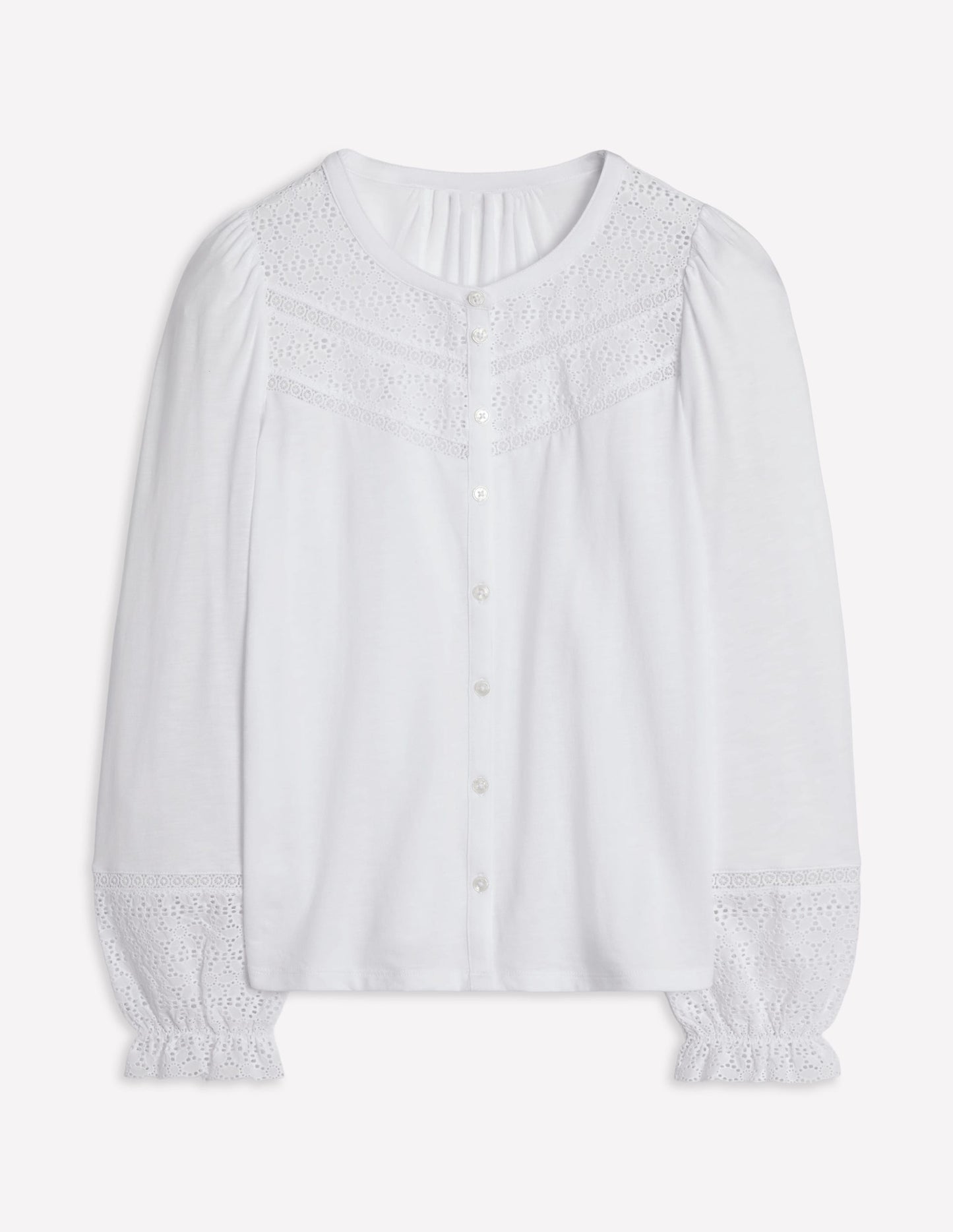 Chemise Pippa à broderie anglaise en jersey-Blanc