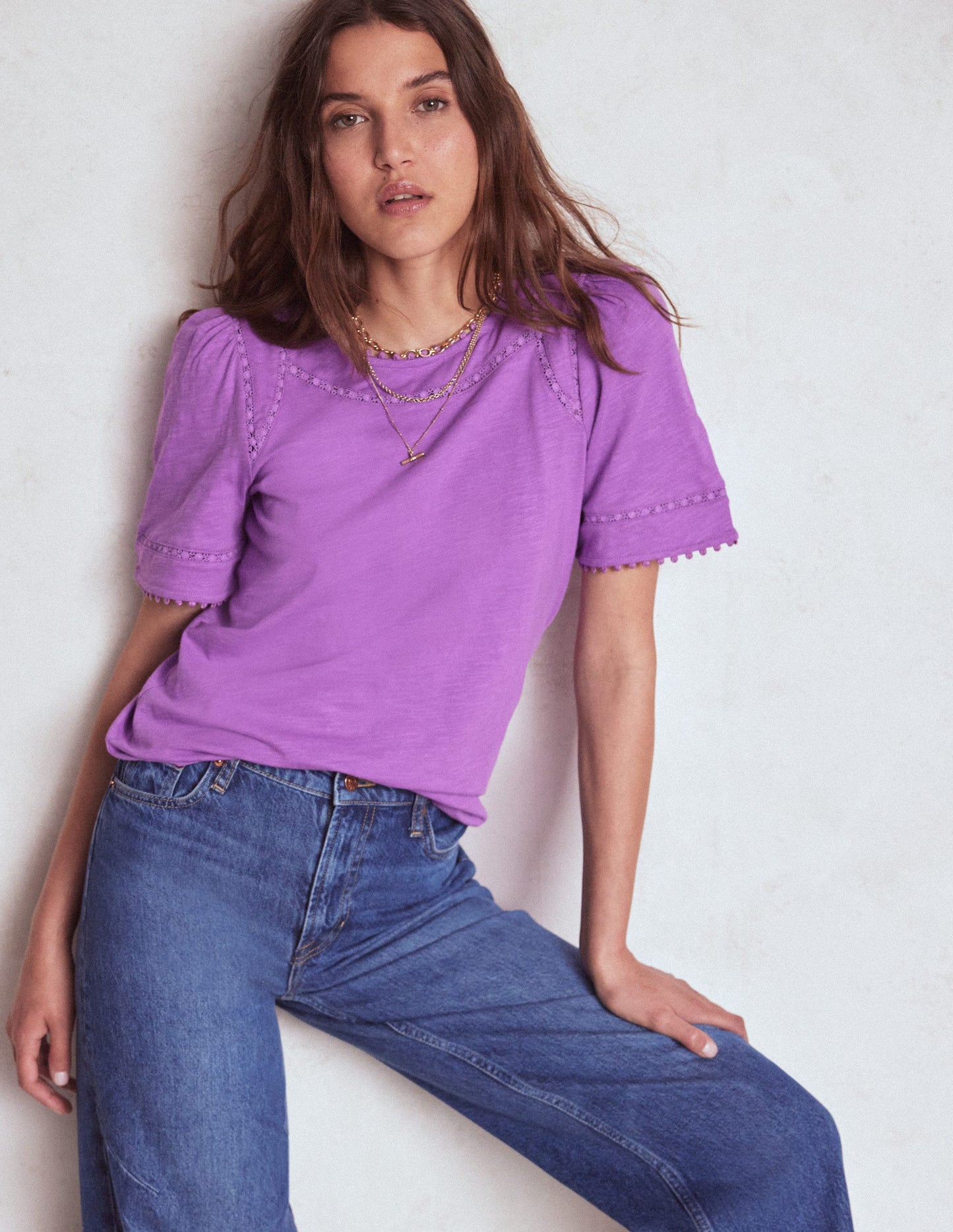Mila Oberteil mit Spitzenbesatz-Amethyst-Lila