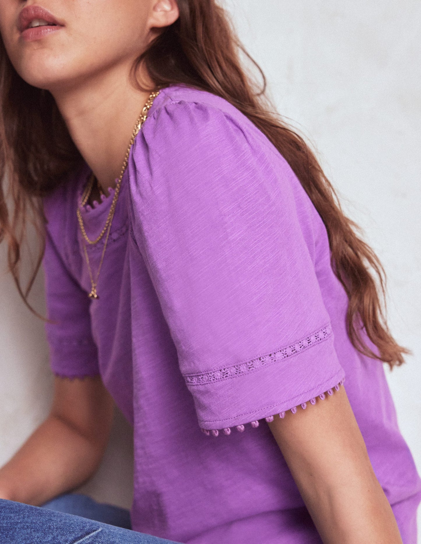Mila Oberteil mit Spitzenbesatz-Amethyst-Lila