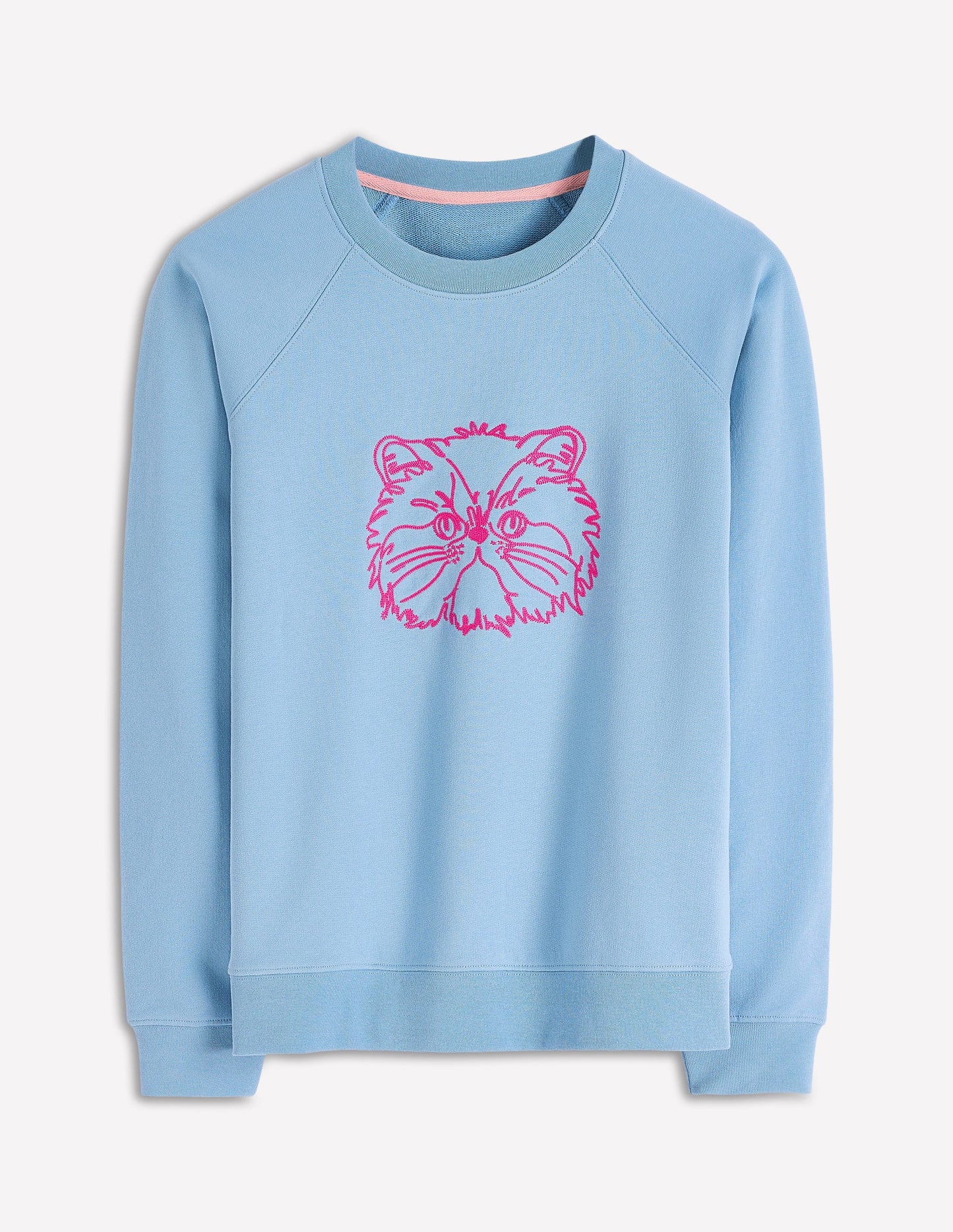 Rosa Sweatshirt mit Stickerei-Mürrische Katze