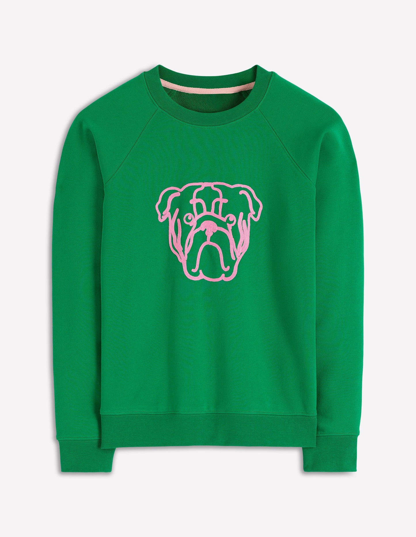 Rosa Sweatshirt mit Stickerei-Mürrischer Hund