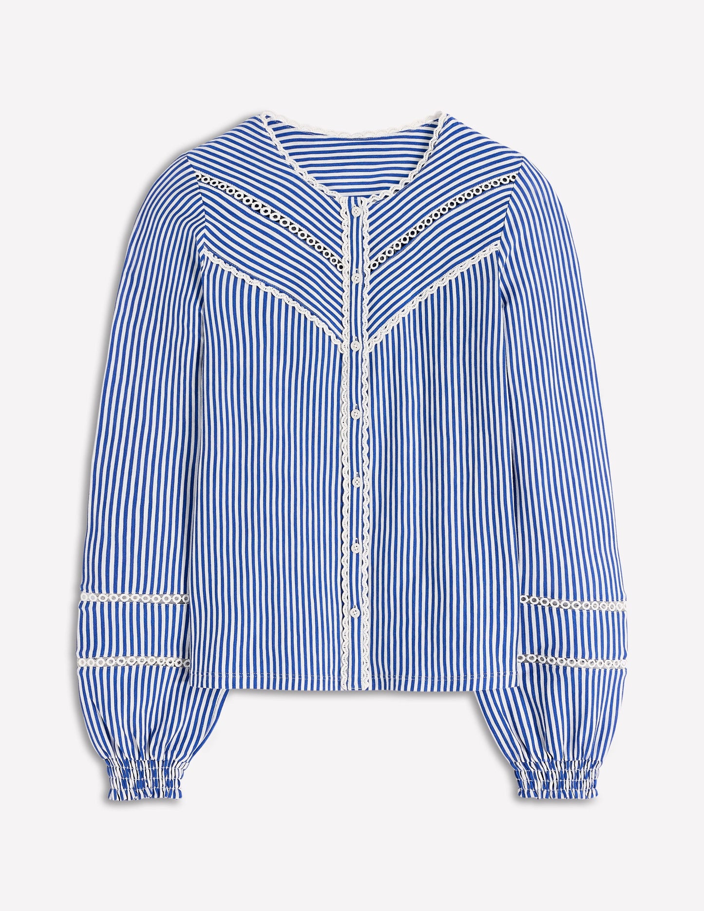 Chemise en jersey à détails-Rayé bleu vif, ivoire