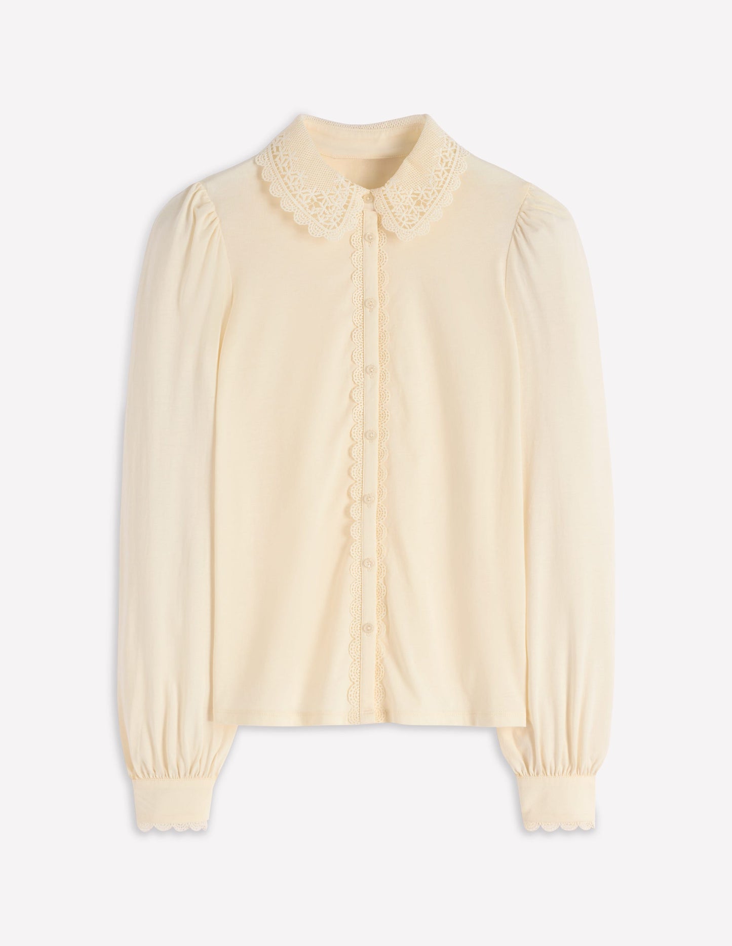 Bluse mit Spitzenkragen-Naturweiß