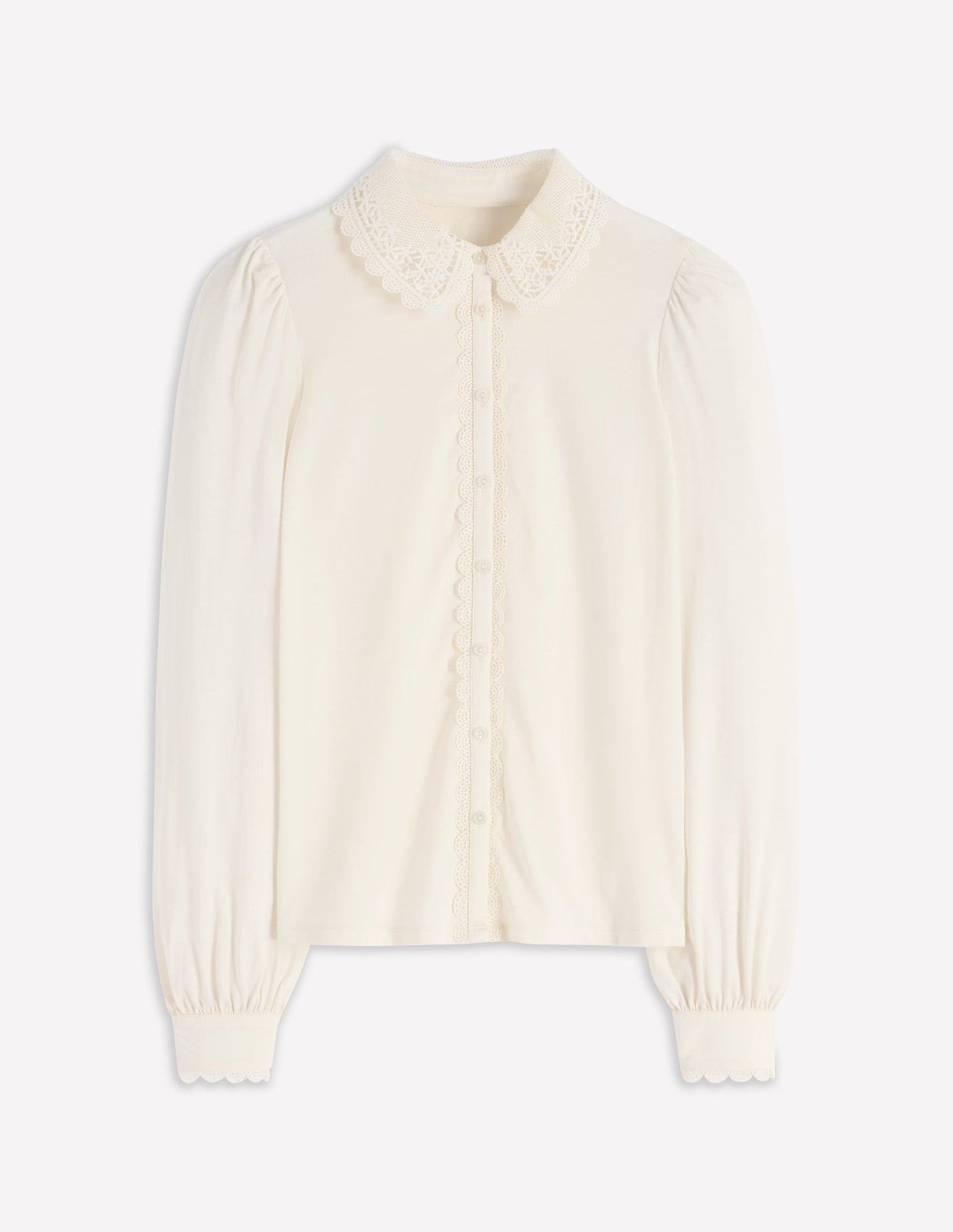 Bluse mit Spitzenkragen-Naturweiß