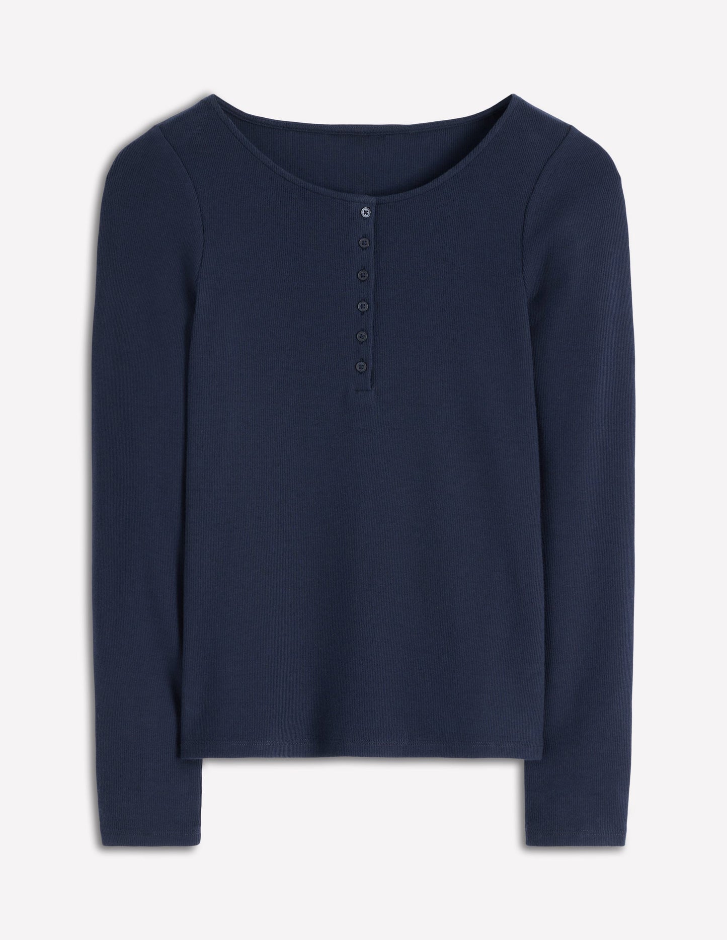 Geripptes Henley-Shirt-Marineblau
