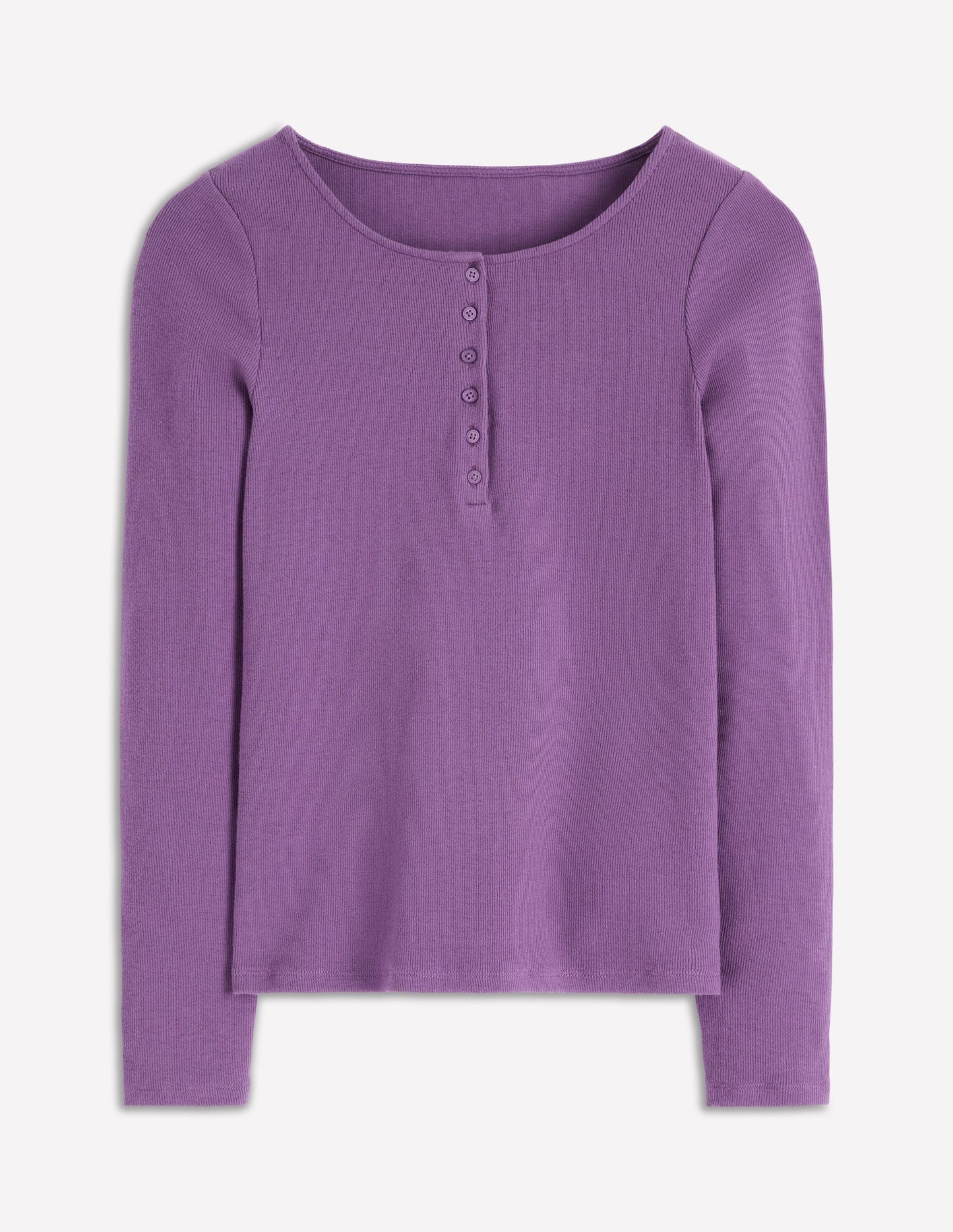 Henley-Shirt aus Rippstrick-Mystisches Lila