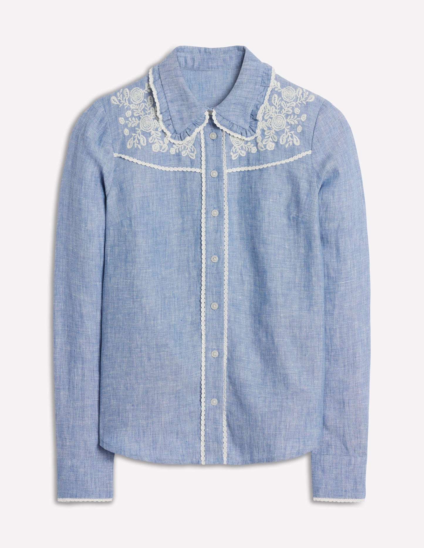 Sienna Westernhemd-Blauer Faux-Uni