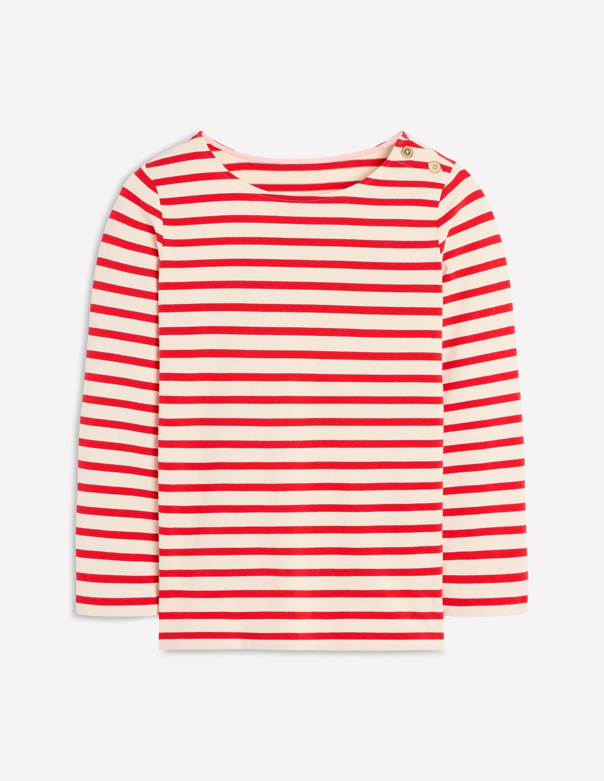Maritimes Bretonshirt mit Zierknöpfen-Naturweiß und Leuchtendes Rot-5