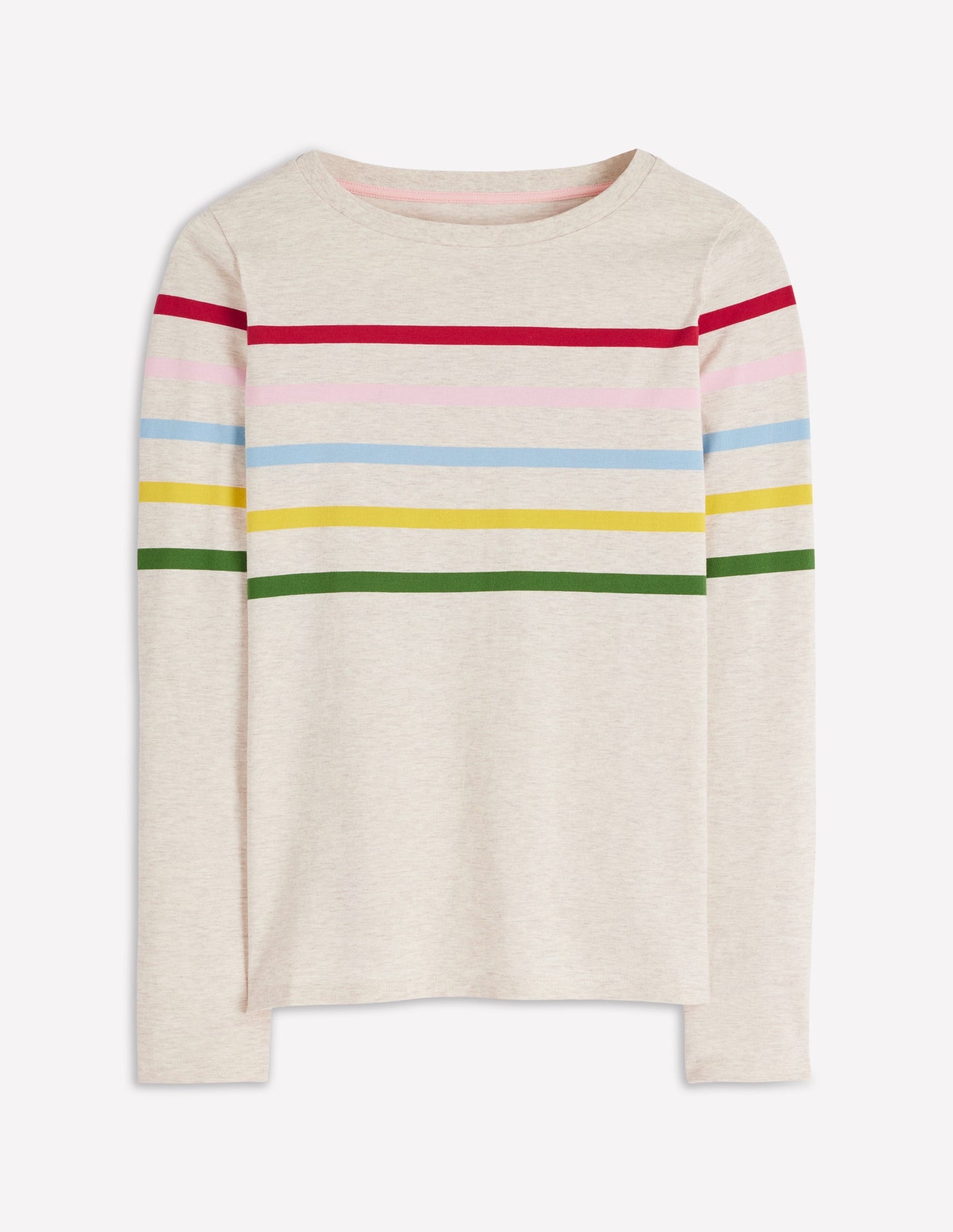Olivia Langärmliges Bretonshirt-Haferbeige meliert Bretonstreifen