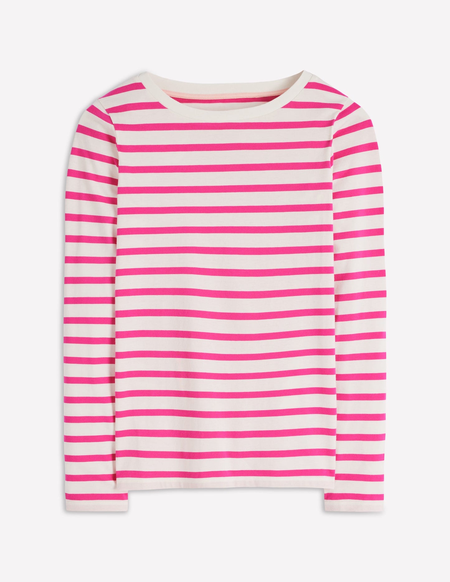 Olivia Langärmliges Bretonshirt-Rosa Pfingstrose Streifen