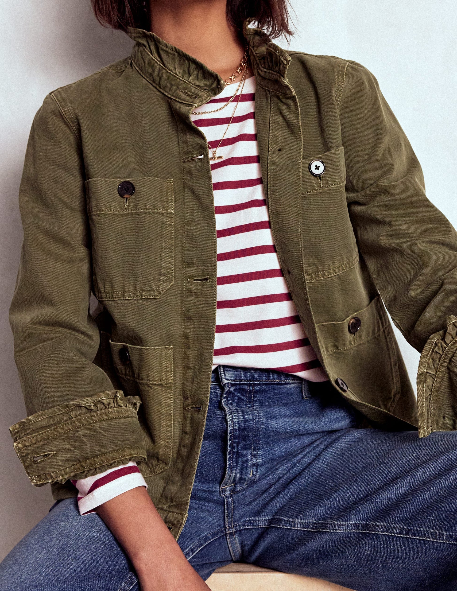 Olivia Langärmliges Bretonshirt-Dunkler Blauregen Streifen-4