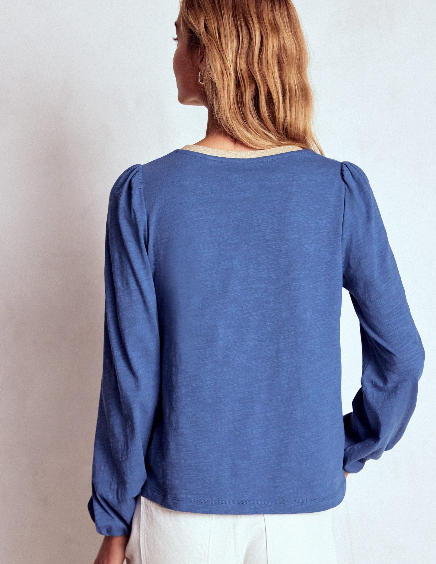 Langärmliges Oberteil mit Metallic-Besatz-Klassisches Marineblau