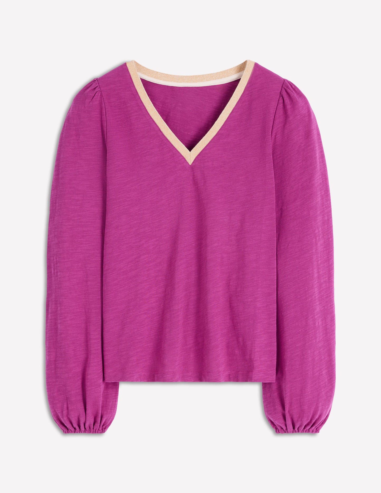 Langärmliges Oberteil mit Metallic-Besatz-Sattes Magenta
