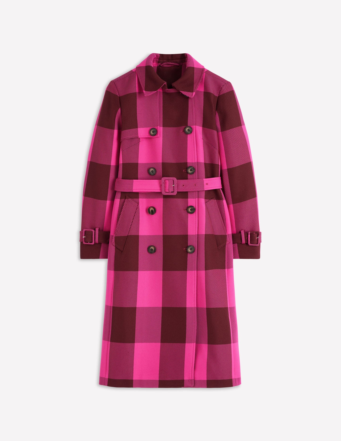 Trench Cheltenham-Vichy pivoine rose, châtaigne