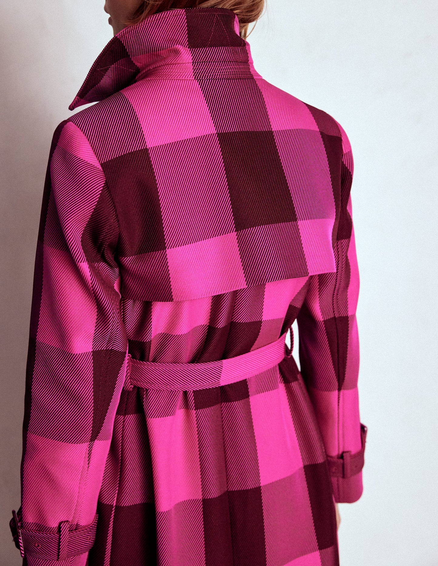 Trench Cheltenham-Vichy pivoine rose, châtaigne