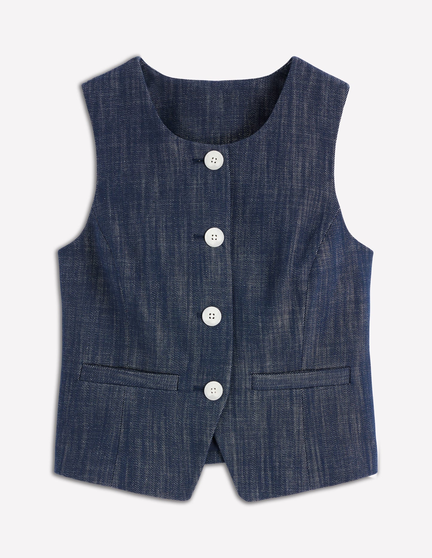 Gilet de costume ajusté en sergé-Indigo