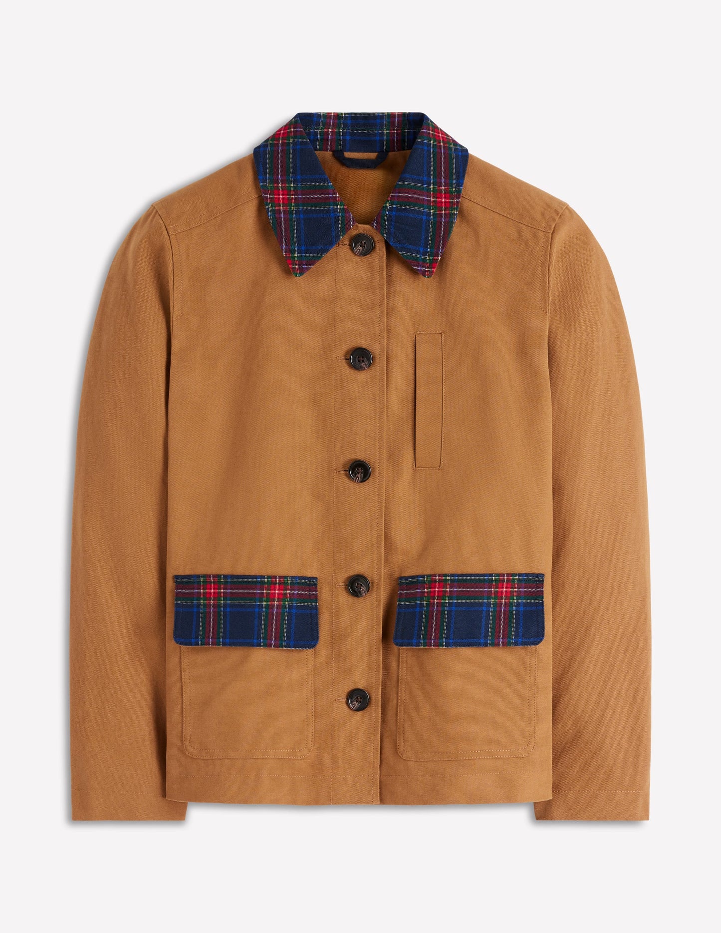 Barn Jacket aus Canvas-Haselnussbraun, Kariert
