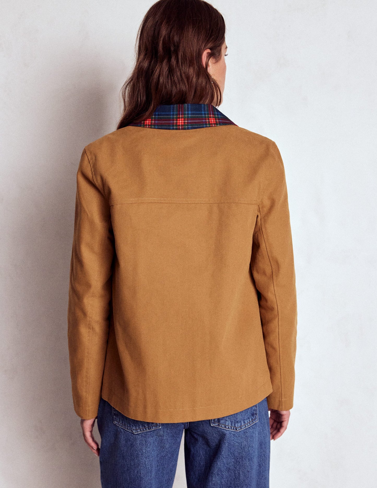 Barn Jacket aus Canvas-Haselnussbraun, Kariert