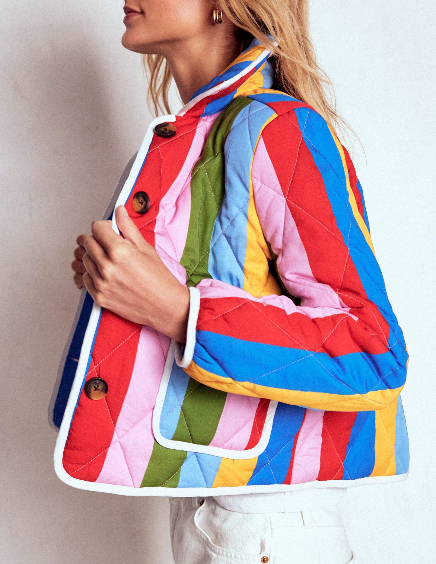 Fitzrovia Steppjacke-Regenbogen Streifen
