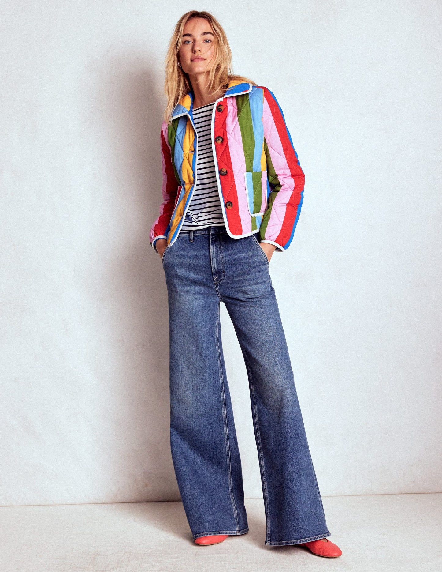 Fitzrovia Steppjacke-Regenbogen Streifen