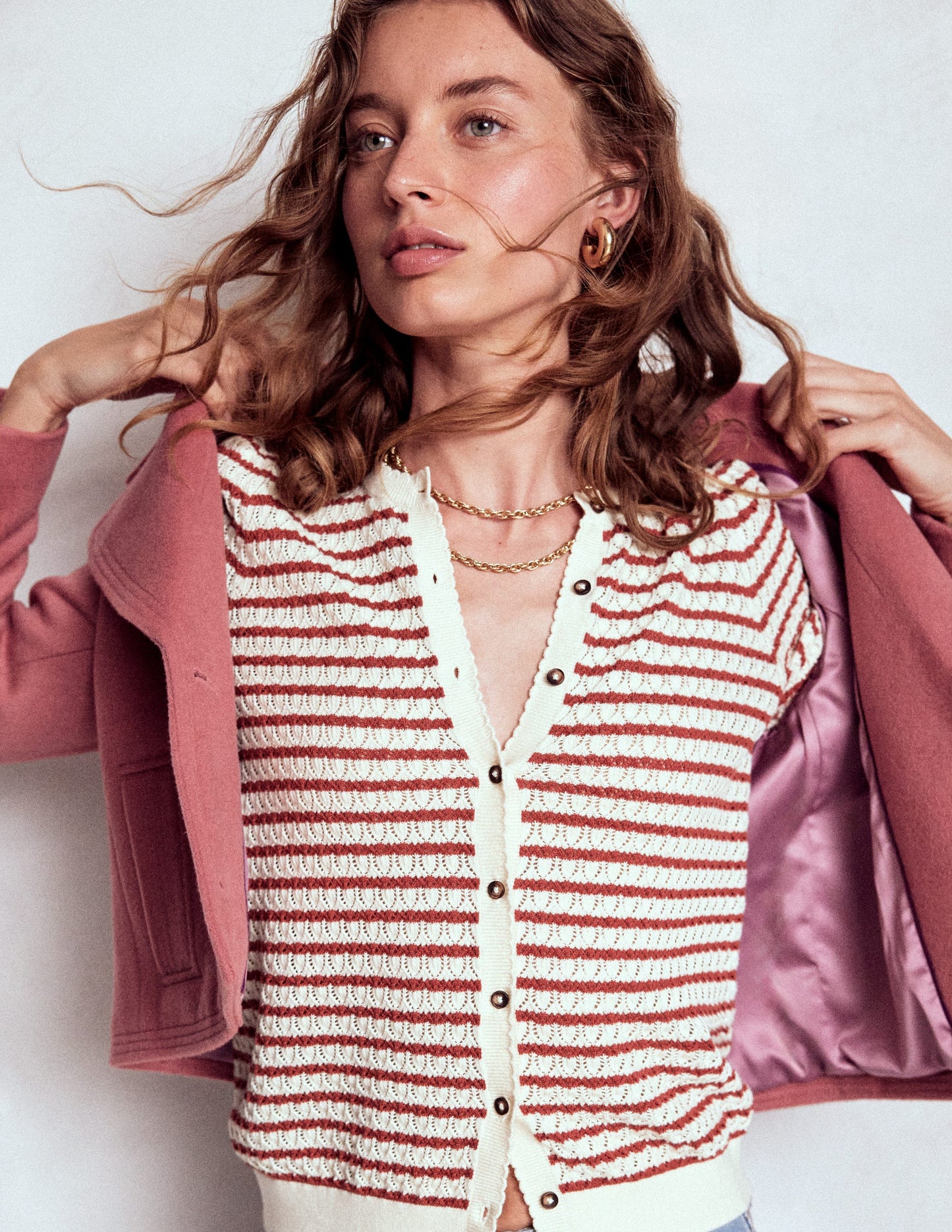 Jacke mit Steppnaht-Altrosa