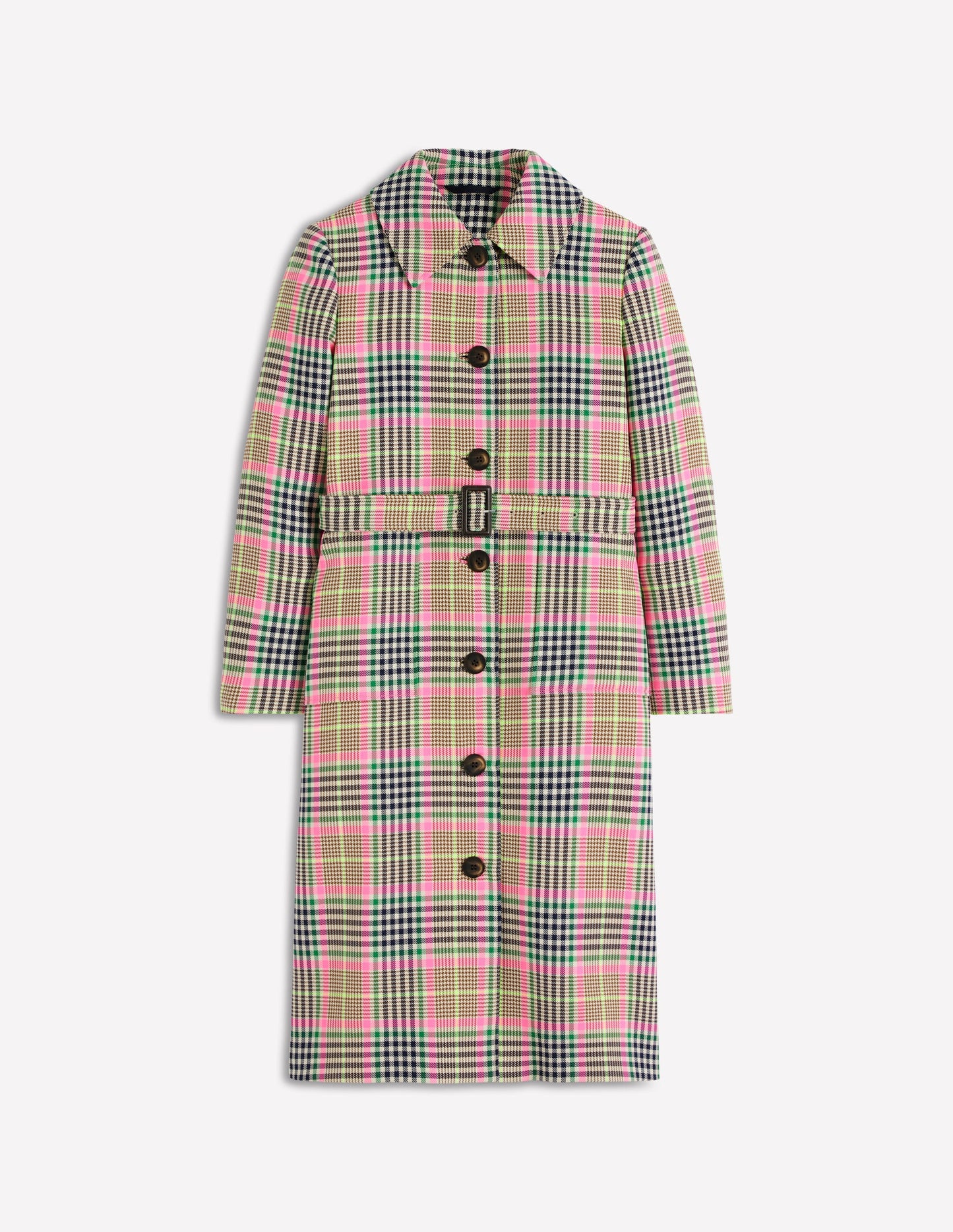Lancaster Trenchcoat mit Gürtel-Braun, Neonpink Kariert