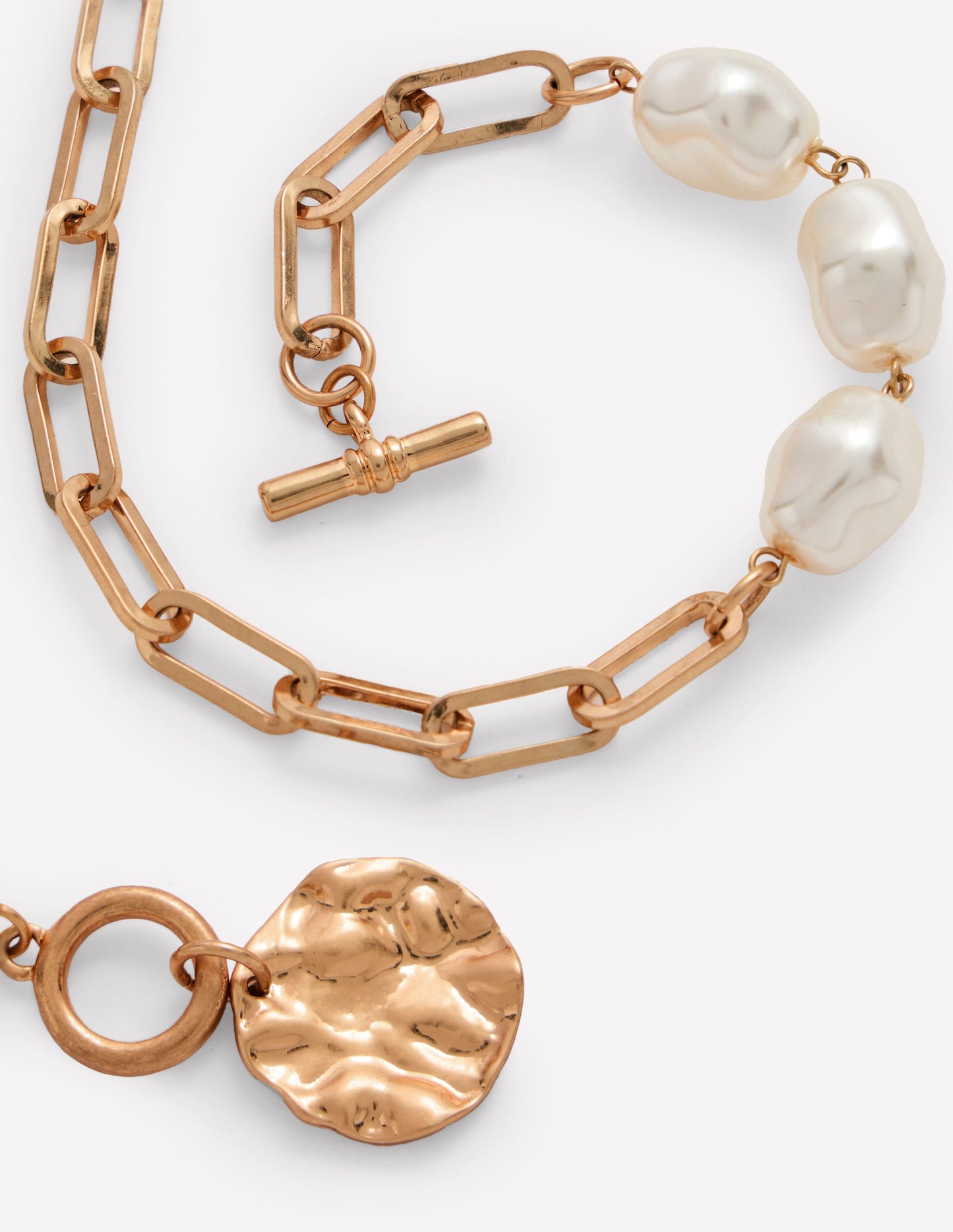 Halskette mit Kunstperlen-Goldfarbe/Perle