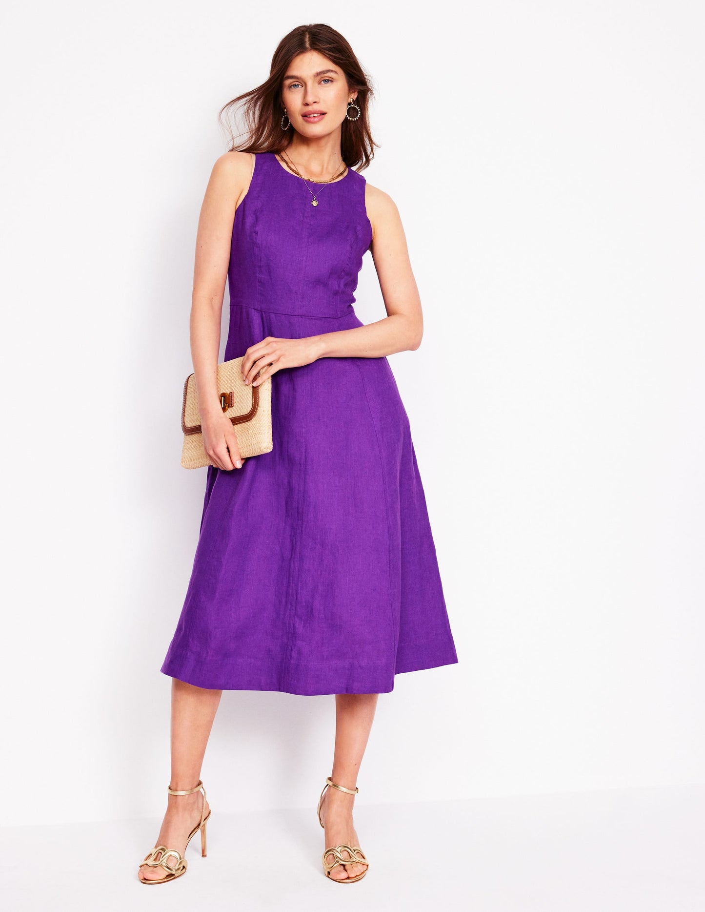 Carla Leinen-Midikleid-Königsviolett