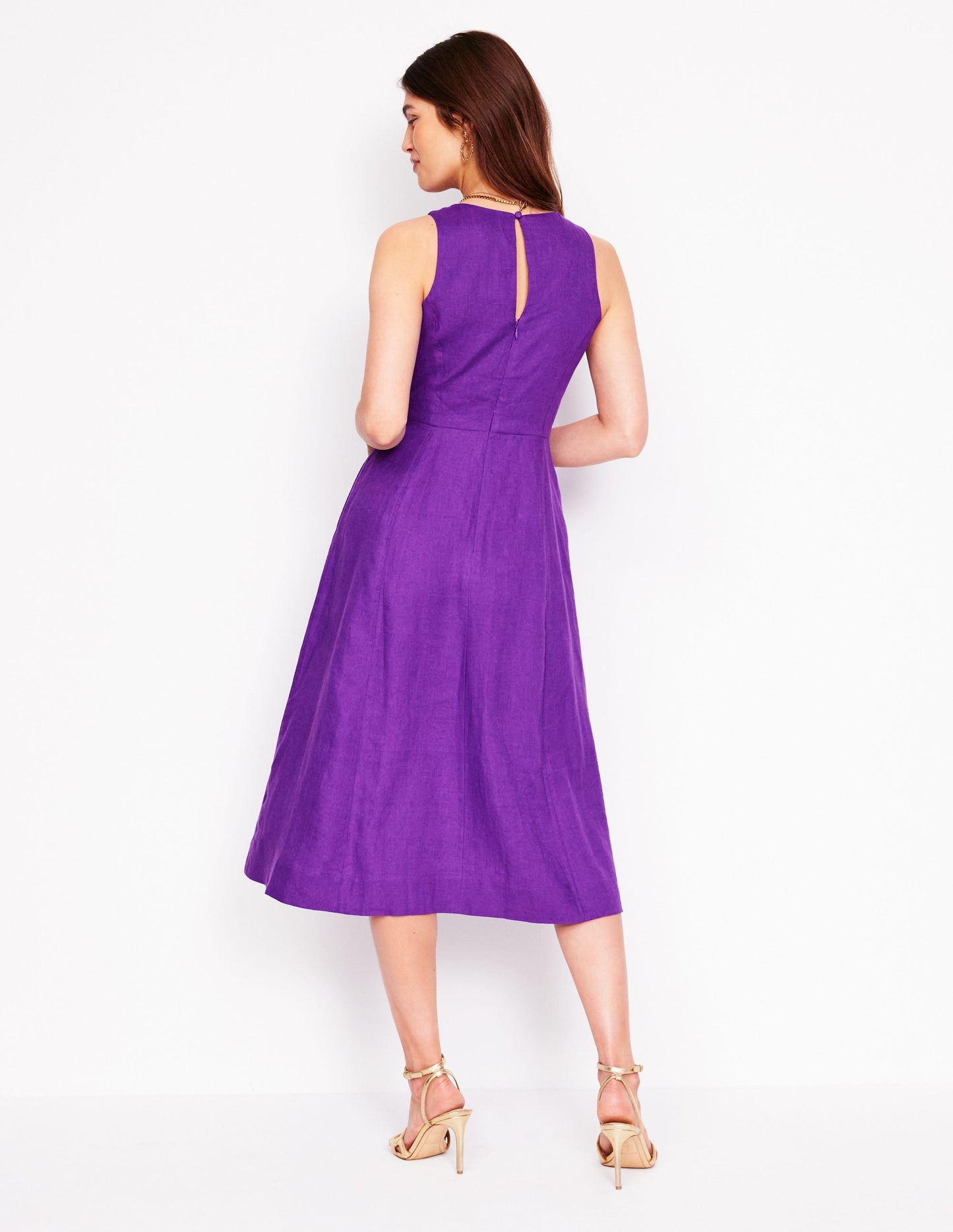 Carla Leinen-Midikleid-Königsviolett
