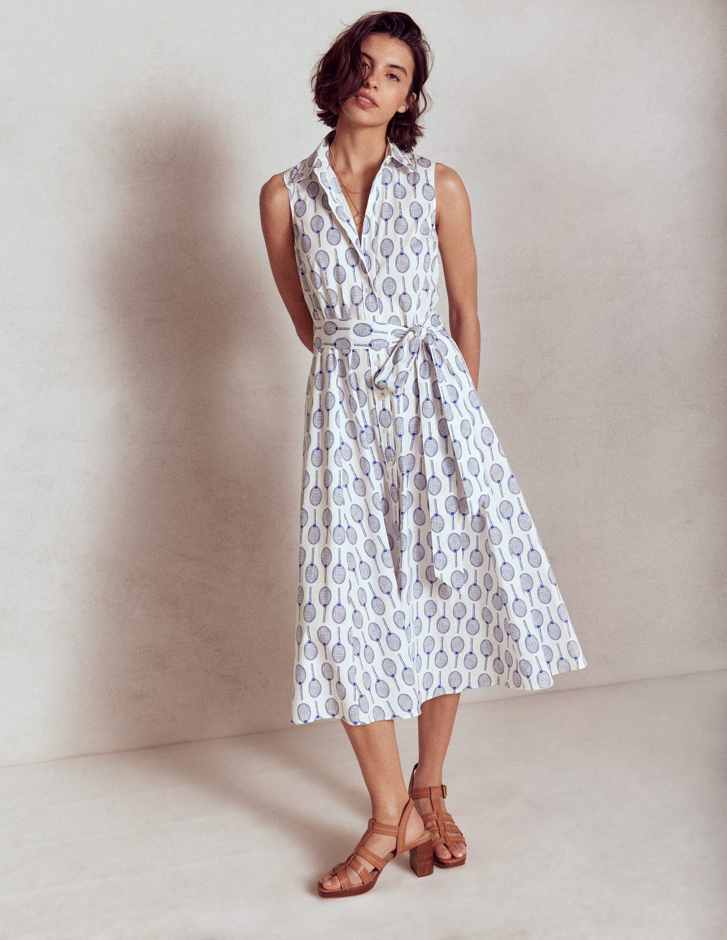 Amy Ärmelloses Hemdblusenkleid-Naturweiß, Tennis