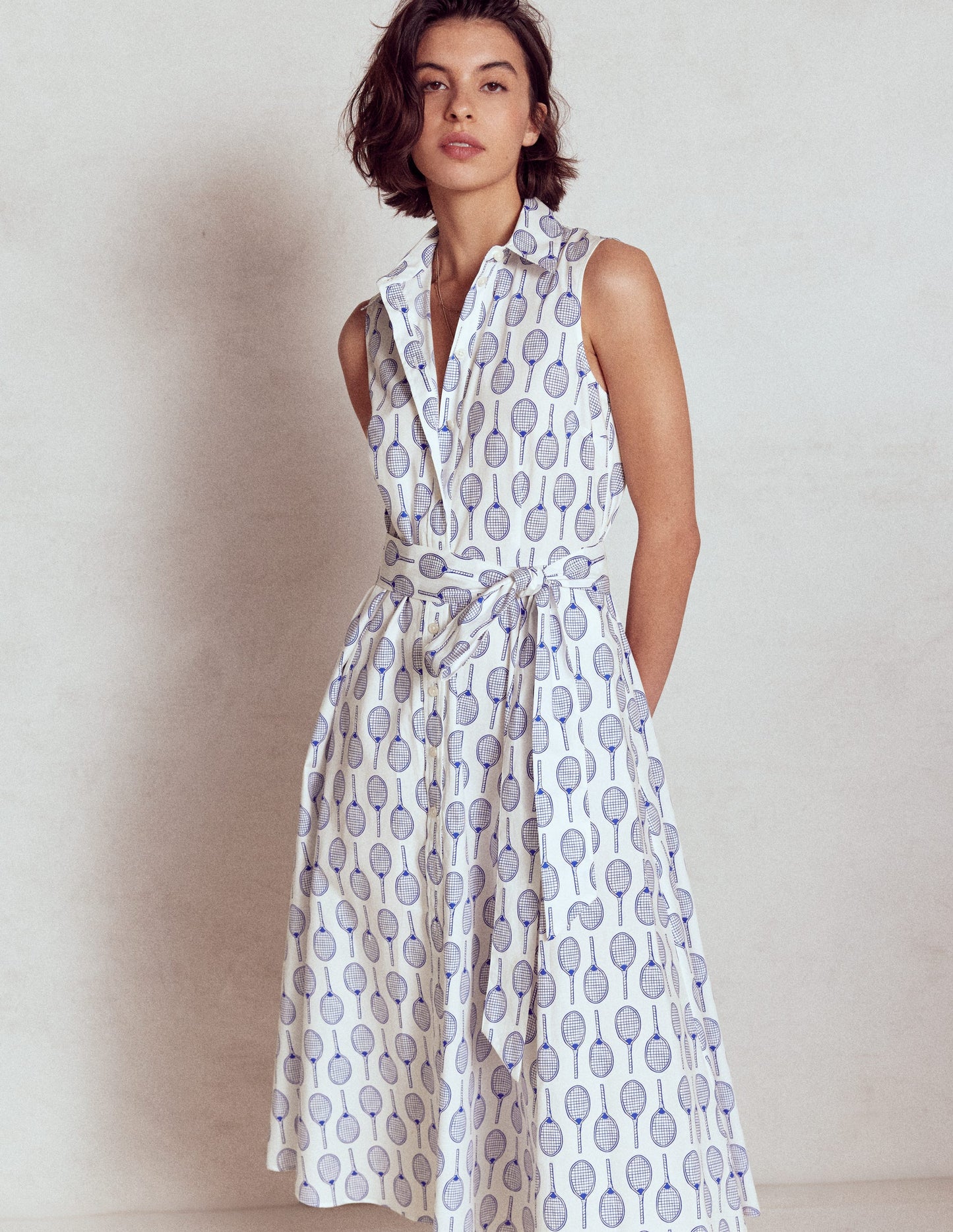 Amy Ärmelloses Hemdblusenkleid-Naturweiß, Tennis
