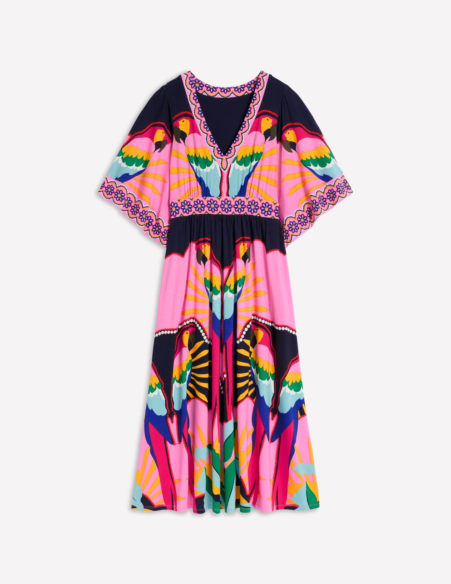 Maya Jersey-Maxikleid im Kimono-Stil-Bunt, Paradies-/Papageienmuster