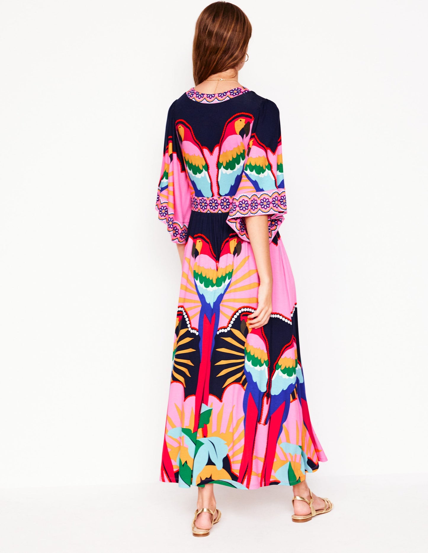 Maya Jersey-Maxikleid im Kimono-Stil-Bunt, Paradies-/Papageienmuster
