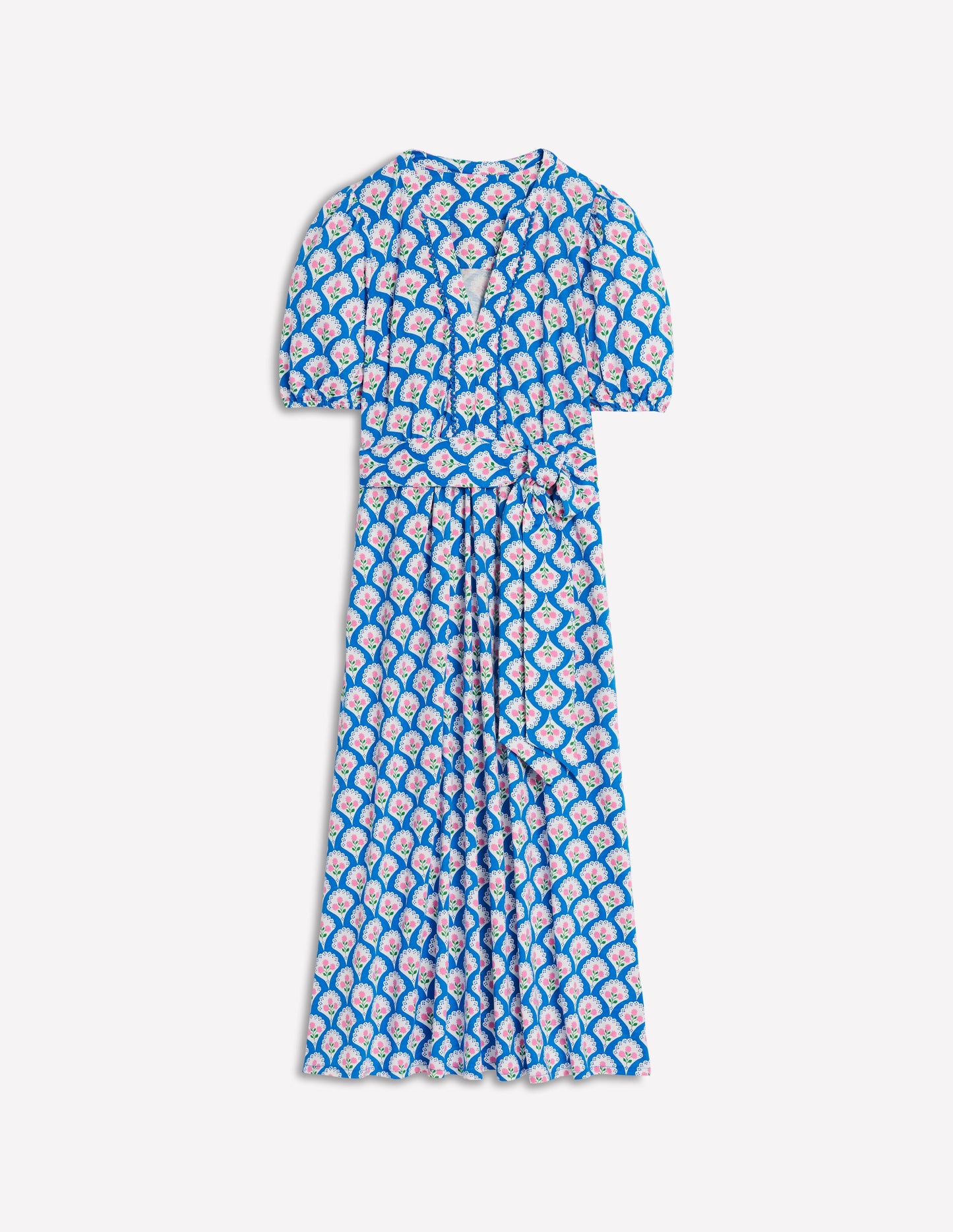Robe midi Sofia en jersey-Bleu vif, motif Blossom Terrace