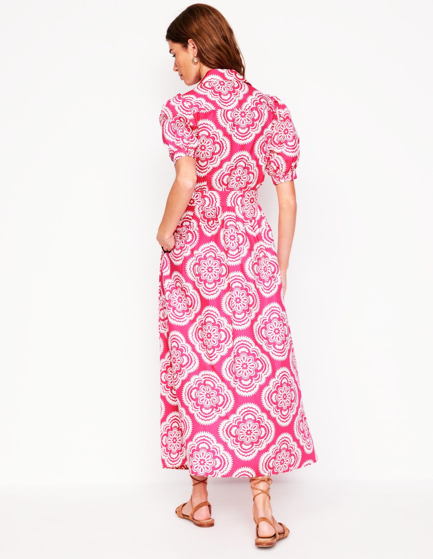 Alexa Maxi-Hemdblusenkleid-Rosa Pfingstrose, Botanic Blush-Motiv