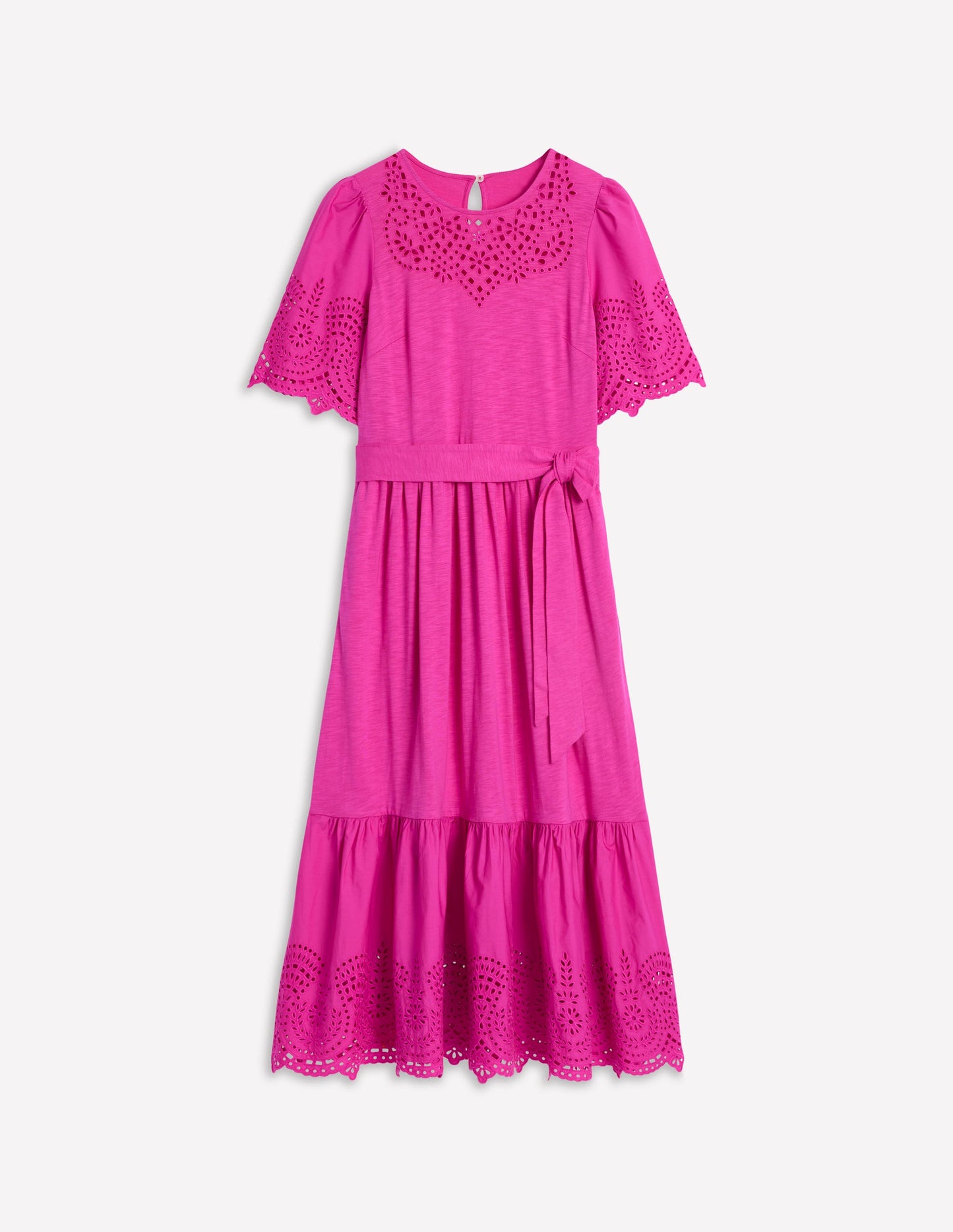 Robe longue Isabel à broderie anglaise-Magenta