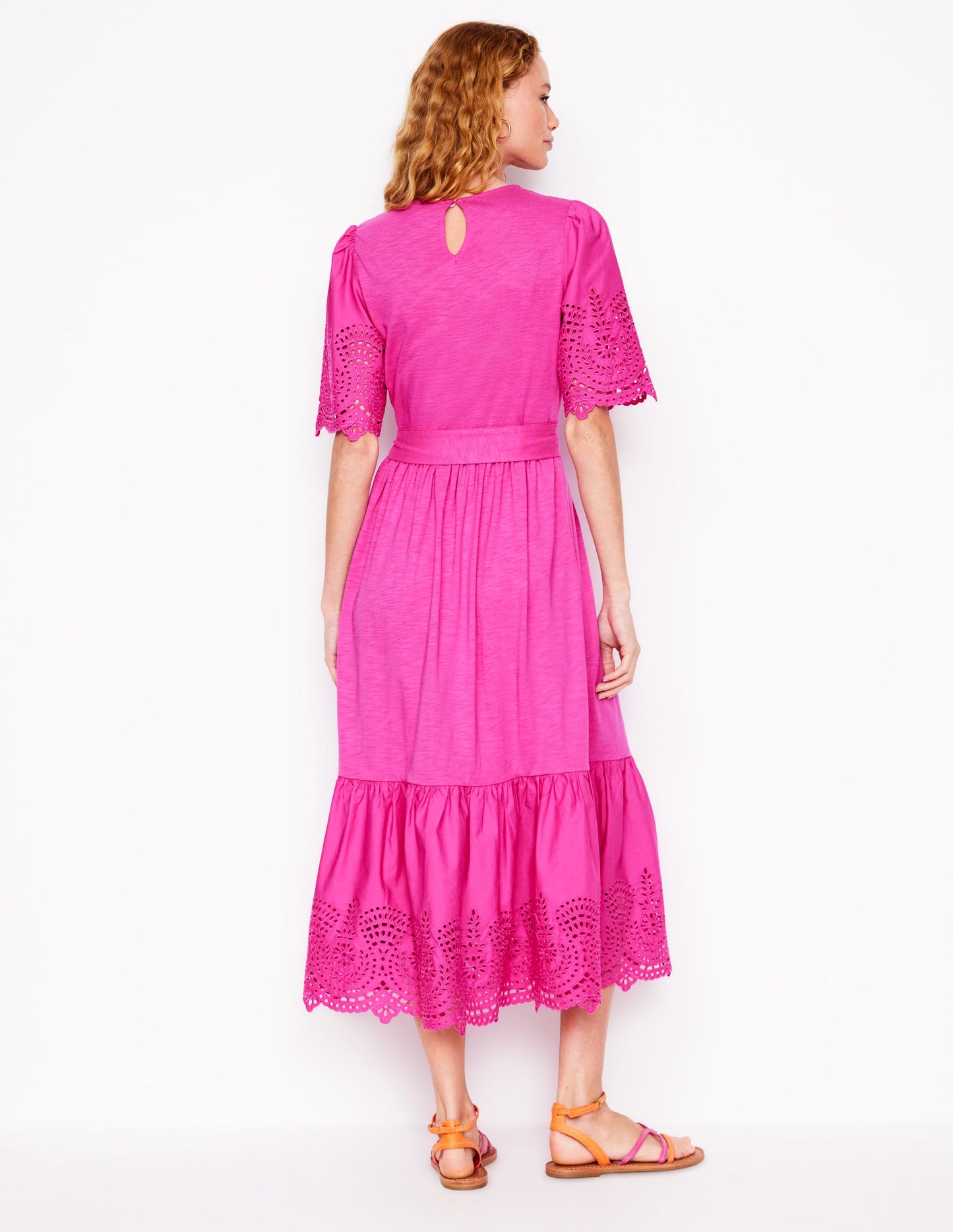 Isabel Maxikleid mit Lochstickerei-Mix-Cosmos-Rosa