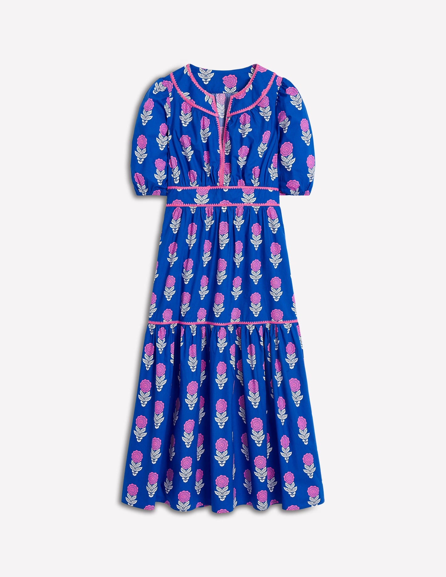 Rhea Besticktes Midikleid-Galerie-Blau, Dahlienzweig