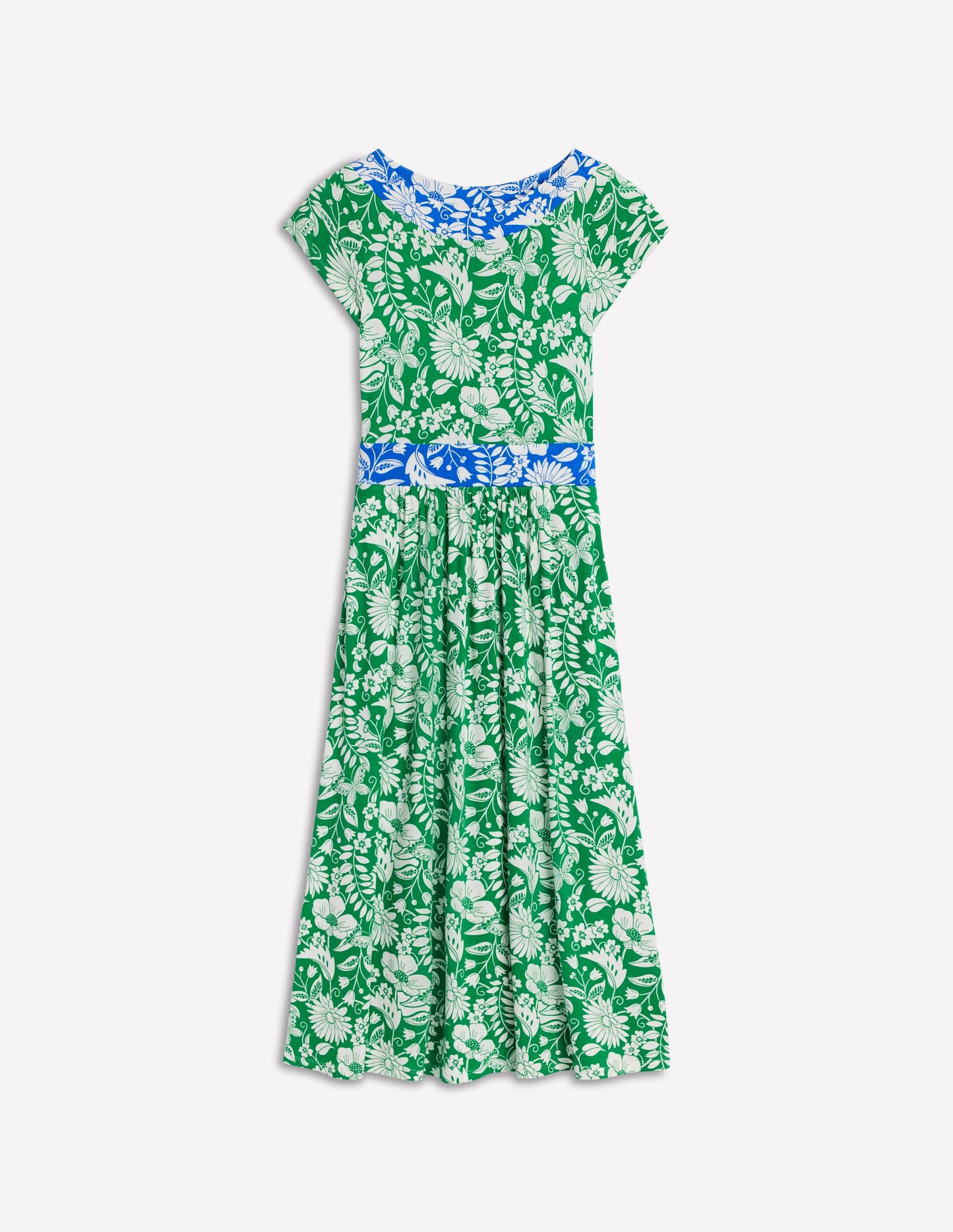 Robe midi Melanie en jersey-Émeraude profond, motif Wildflower Trail