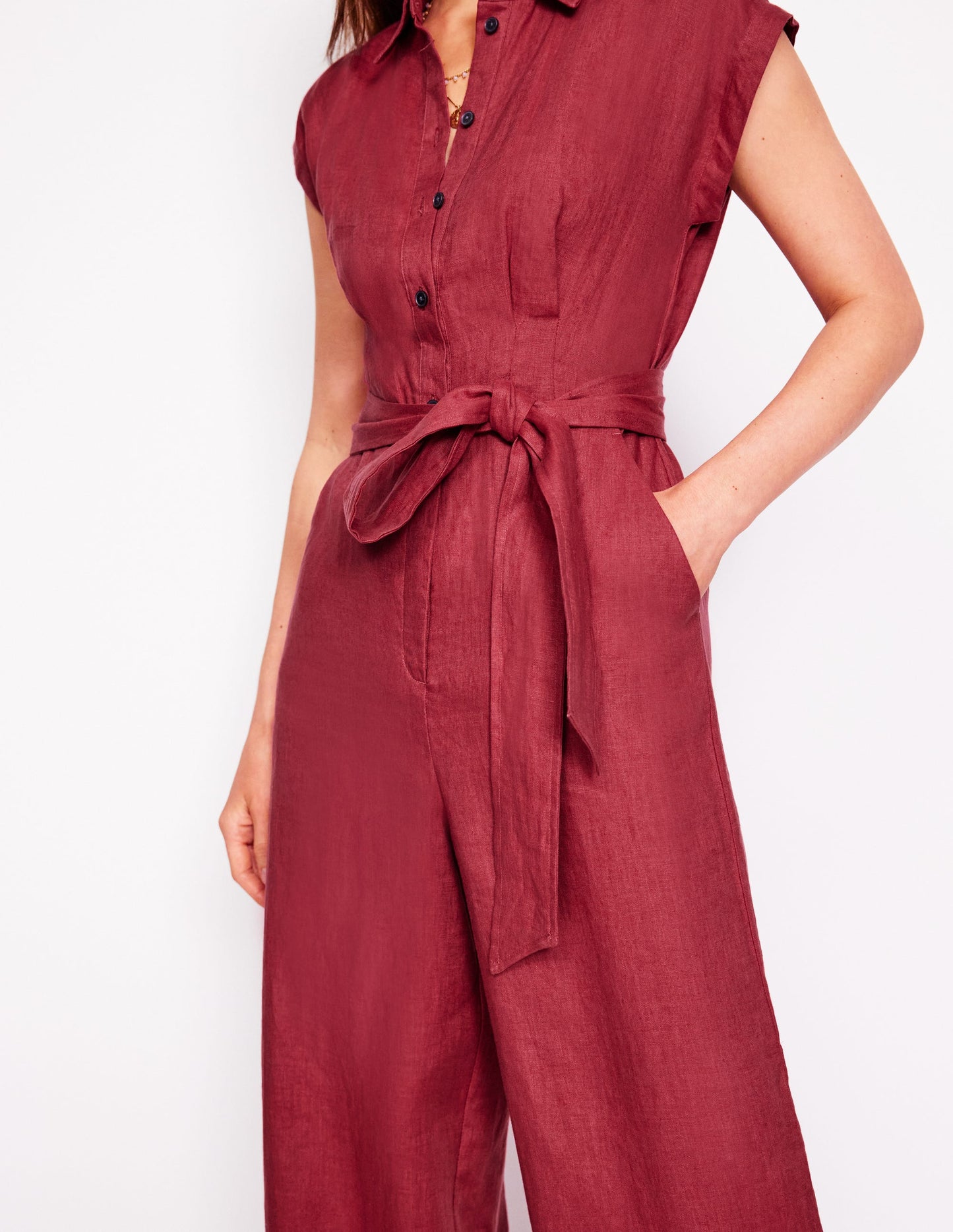 Colette Jumpsuit aus Leinen-Terrakotta-Rot