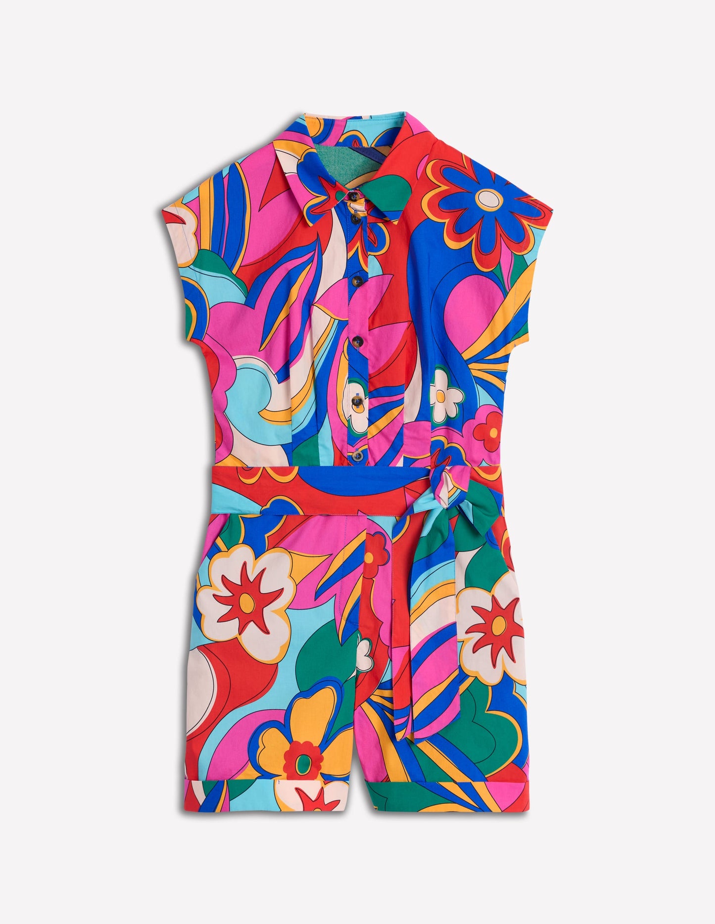 Legerer Baumwoll-Jumpsuit-Bunt, Blühender Pepp